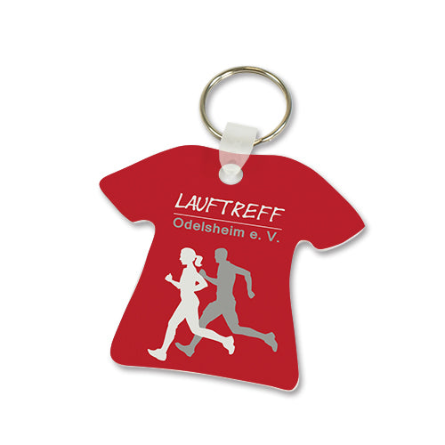 T-Shirt Shape Sublimation Keyring – White Glossy Custom Printable Keychain for Photos, Logos & Gifts