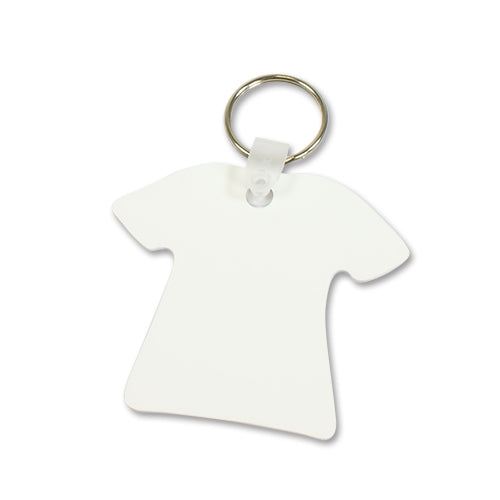 T-Shirt Shape Sublimation Keyring – White Glossy Custom Printable Keychain for Photos, Logos & Gifts