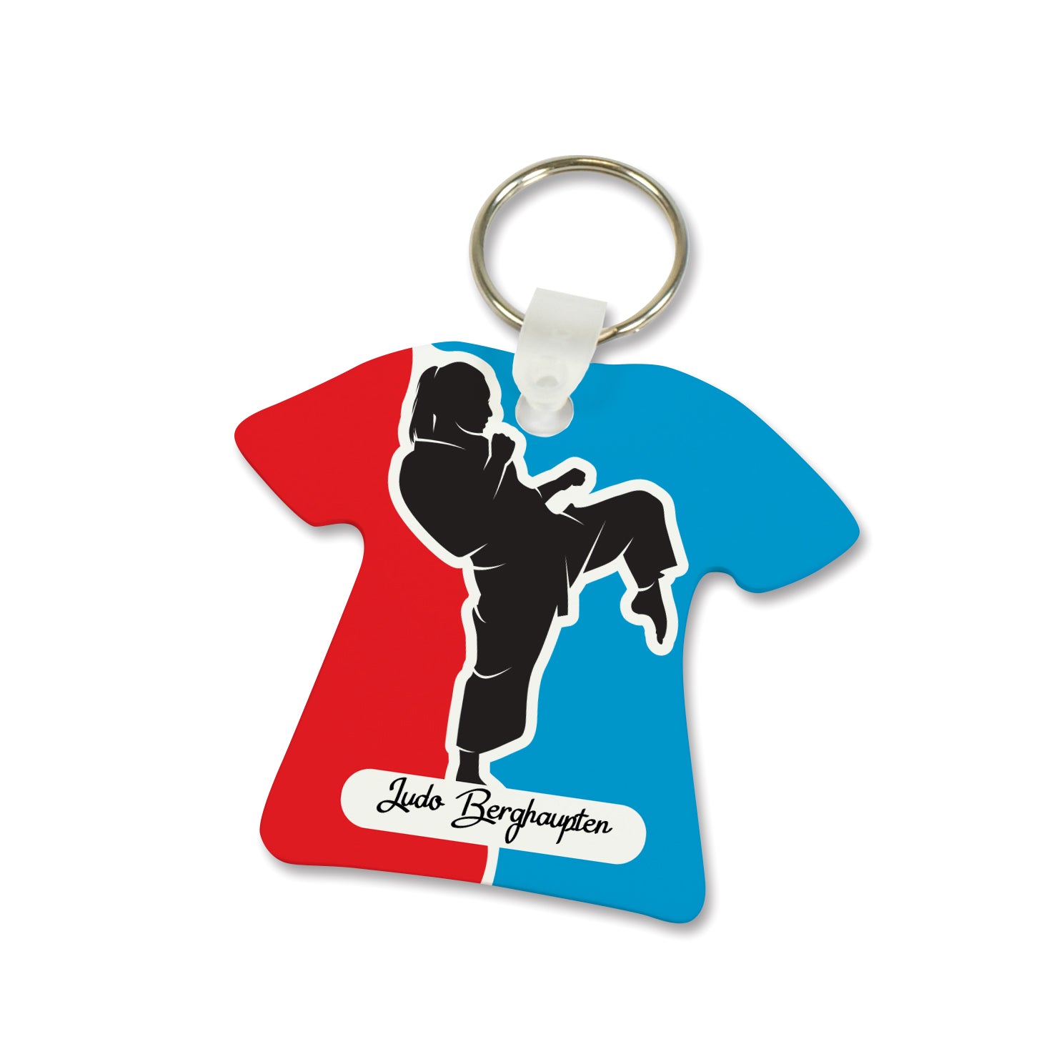 T-Shirt Shape Sublimation Keyring – White Glossy Custom Printable Keychain for Photos, Logos & Gifts