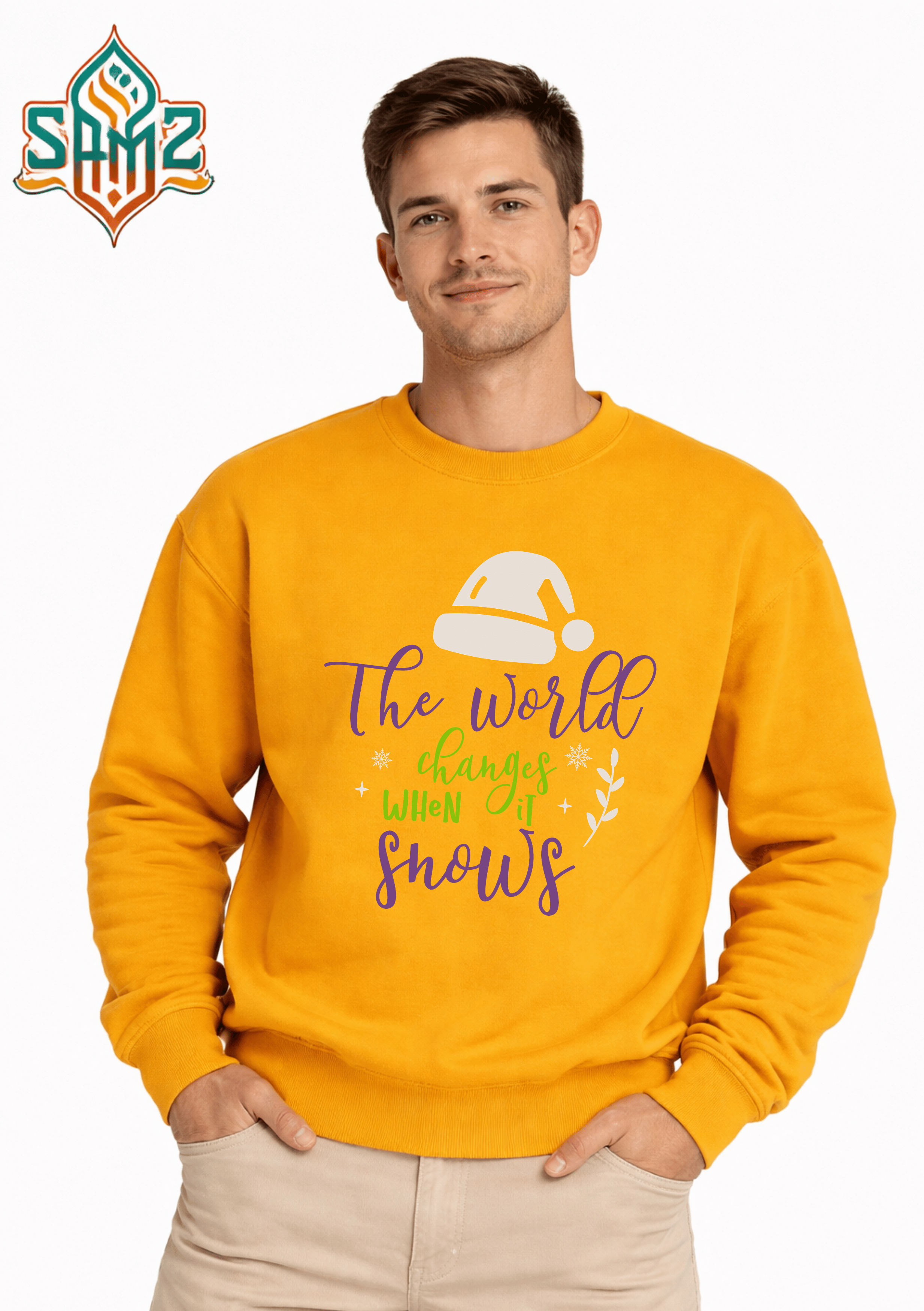 The World Changes When It Snows  – Premium DTF Transfer Print for T-Shirts | Custom Heat Transfer Unisex | High Quality Shirt Printing | SAMZ 24