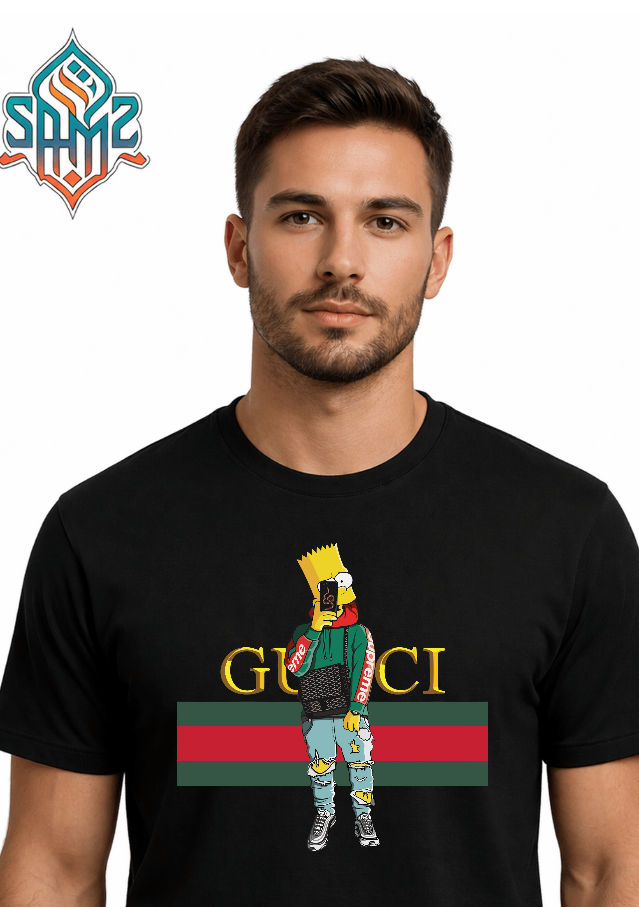 Bart Gucci – Premium DTF Transfer Print for T-Shirts | Custom Heat Transfer Design for Men Women Kids | High Quality Graphic Shirt Printing | SAMZ 24