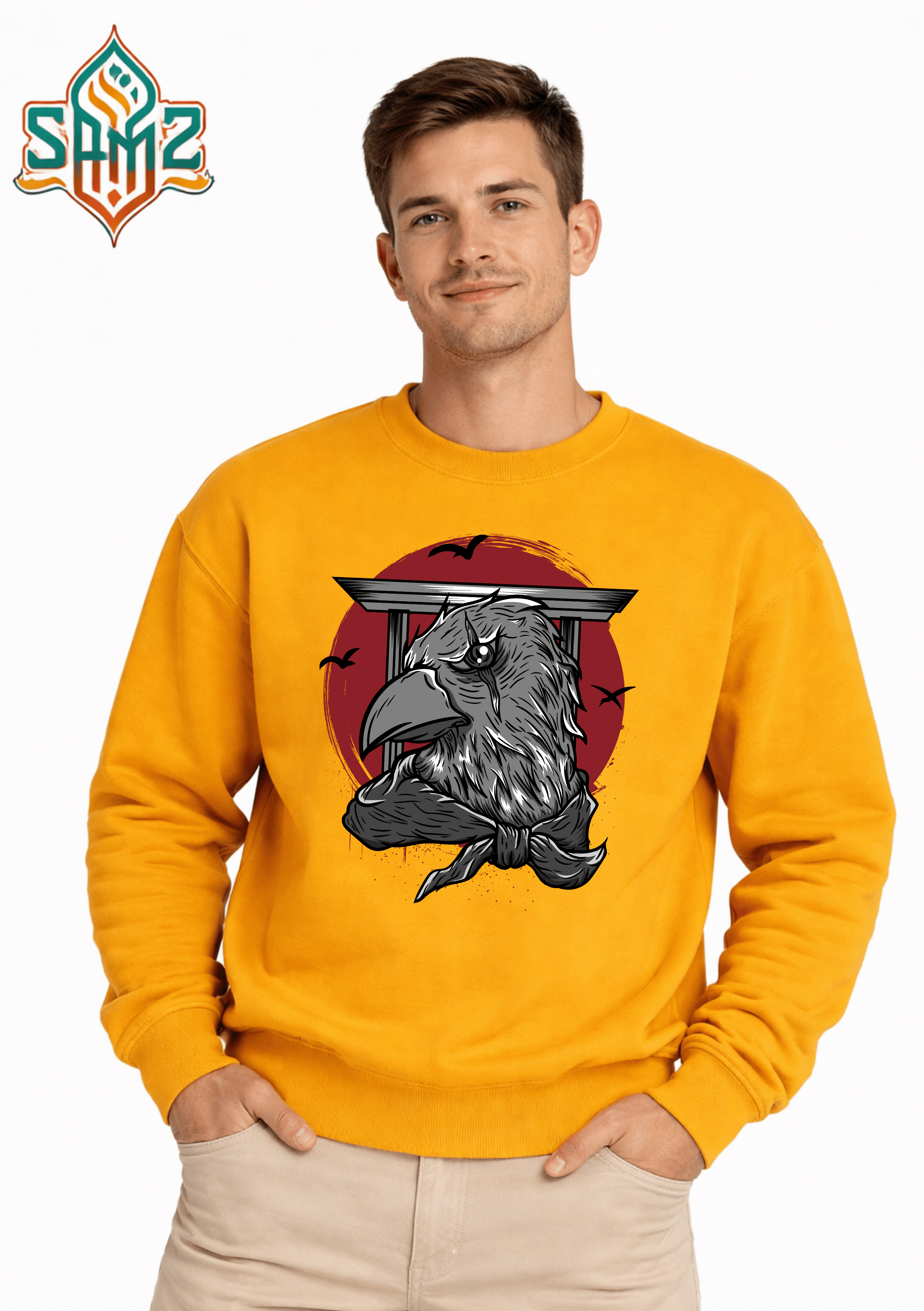 Samurai Crow Warrior – Premium DTF Transfer Print for T-Shirts | Custom Heat Transfer Unisex | High Quality Shirt Printing | SAMZ 24