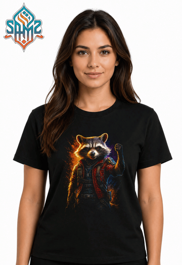 Rocket Raccoon Art – Premium DTF Transfer Print for T-Shirts | Custom Heat Transfer Design Unisex | High Quality Shirt Printing | SAMZ 24