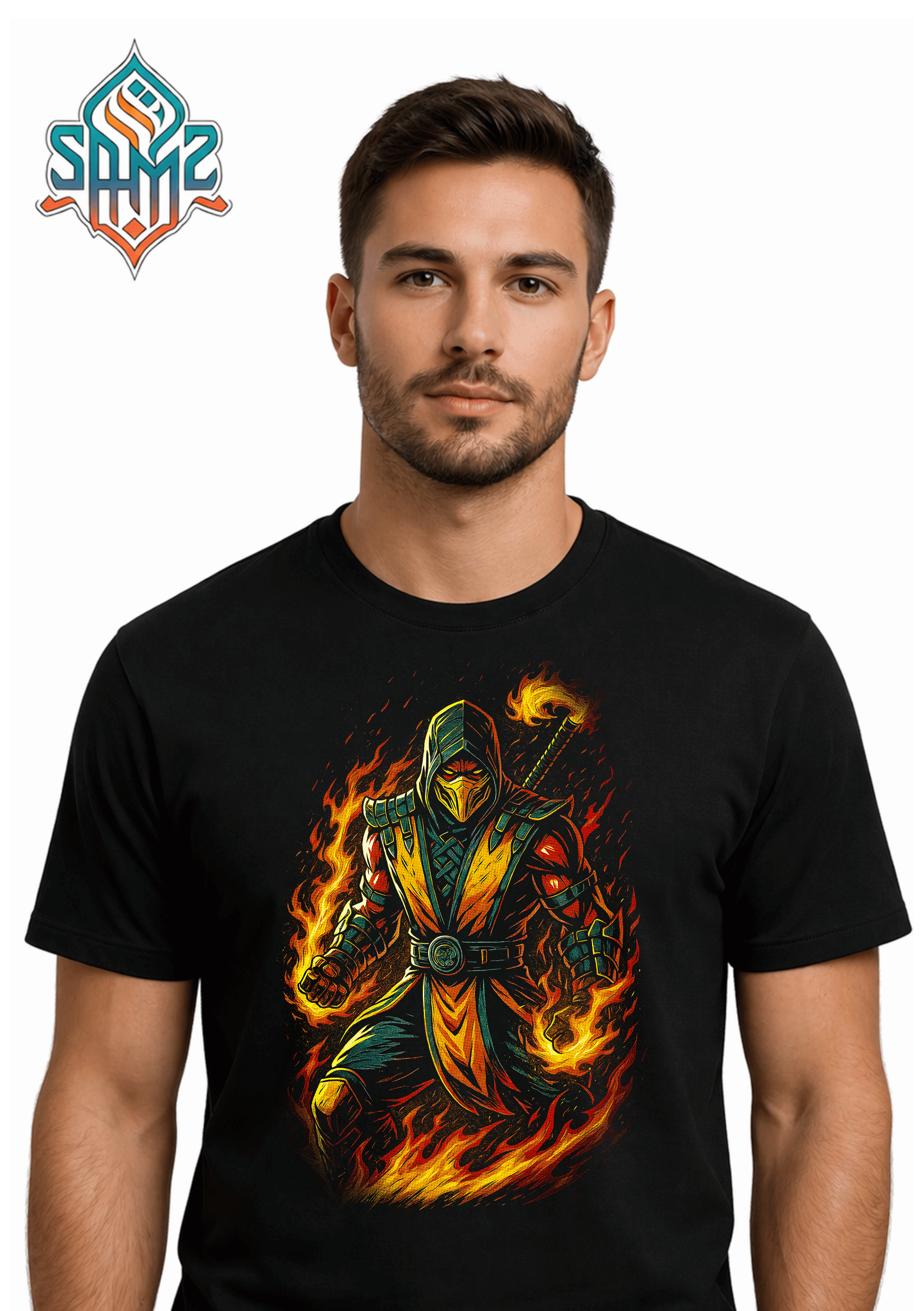 Fire Ninja Warrior Masked – Premium DTF Transfer Print for T-Shirts | Custom Heat Transfer Design Unisex | High Quality Shirt Printing | SAMZ 24