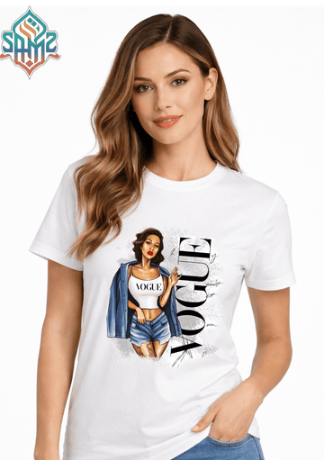 VOGUE WOMAN JEANS – Premium DTF Transfer Print for T-Shirts | Custom Heat Transfer Design for Men Women Kids | High Quality Graphic Shirt Printing | SAMZ 24