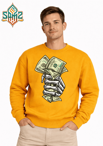 Cash in Skelton Hand – Premium DTF Transfer Print for T-Shirts | Custom Heat Transfer Unisex | High Quality Shirt Printing | SAMZ 24