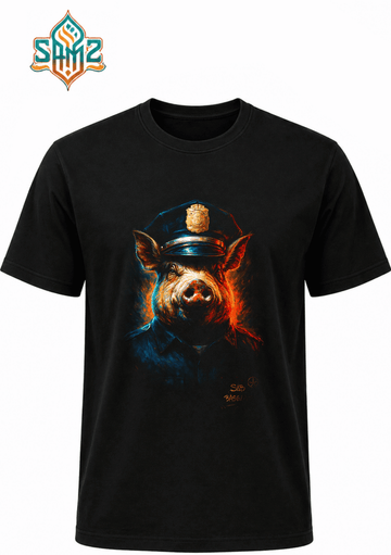 Piggy Cop Bold Print – Premium DTF Transfer Print for T-Shirts | Custom Heat Transfer Design Unisex | High Quality Shirt Printing | SAMZ 24