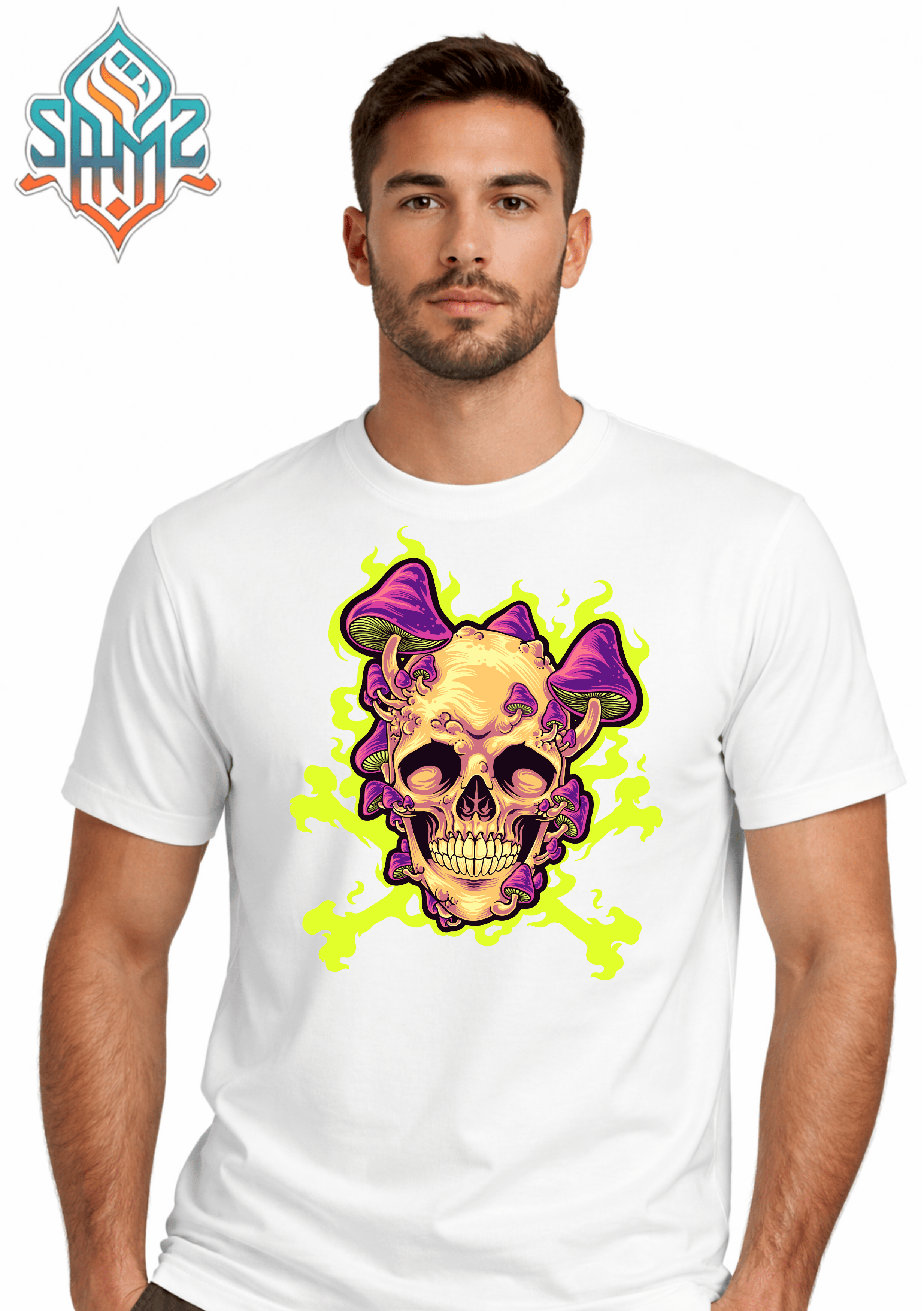 Mushroom Skull – Premium DTF Transfer Print for T-Shirts | Custom Heat Transfer Design Unisex | High Quality Shirt Printing | SAMZ 24