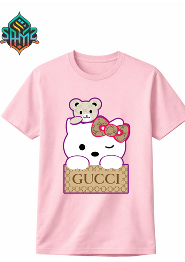 Hello Kitty Gucci – Premium DTF Transfer Print for T-Shirts | Custom Heat Transfer Design for Men Women Kids | High Quality Graphic Shirt Printing | SAMZ 24