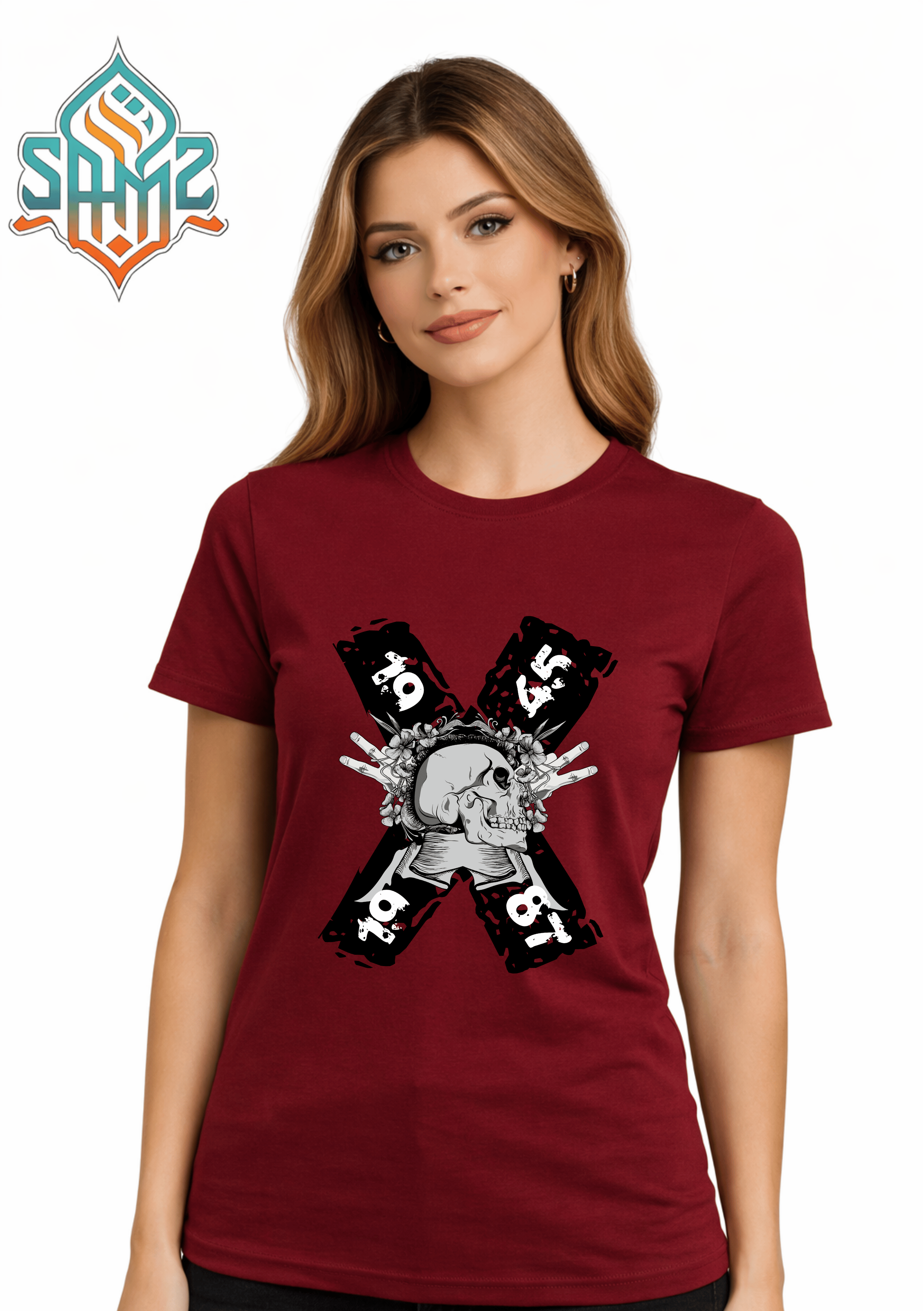 Skull Floral Rebel – Premium DTF Transfer Print for T-Shirts | Custom Heat Transfer Unisex | High Quality Shirt Printing | SAMZ 24