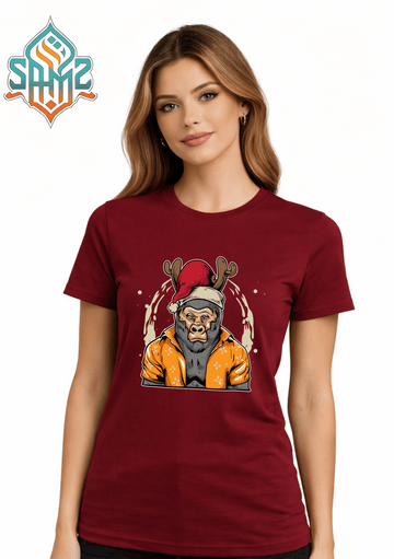 Christmas Gorilla – Premium DTF Transfer Print for T-Shirts | Custom Heat Transfer Unisex | High Quality Shirt Printing | SAMZ 24