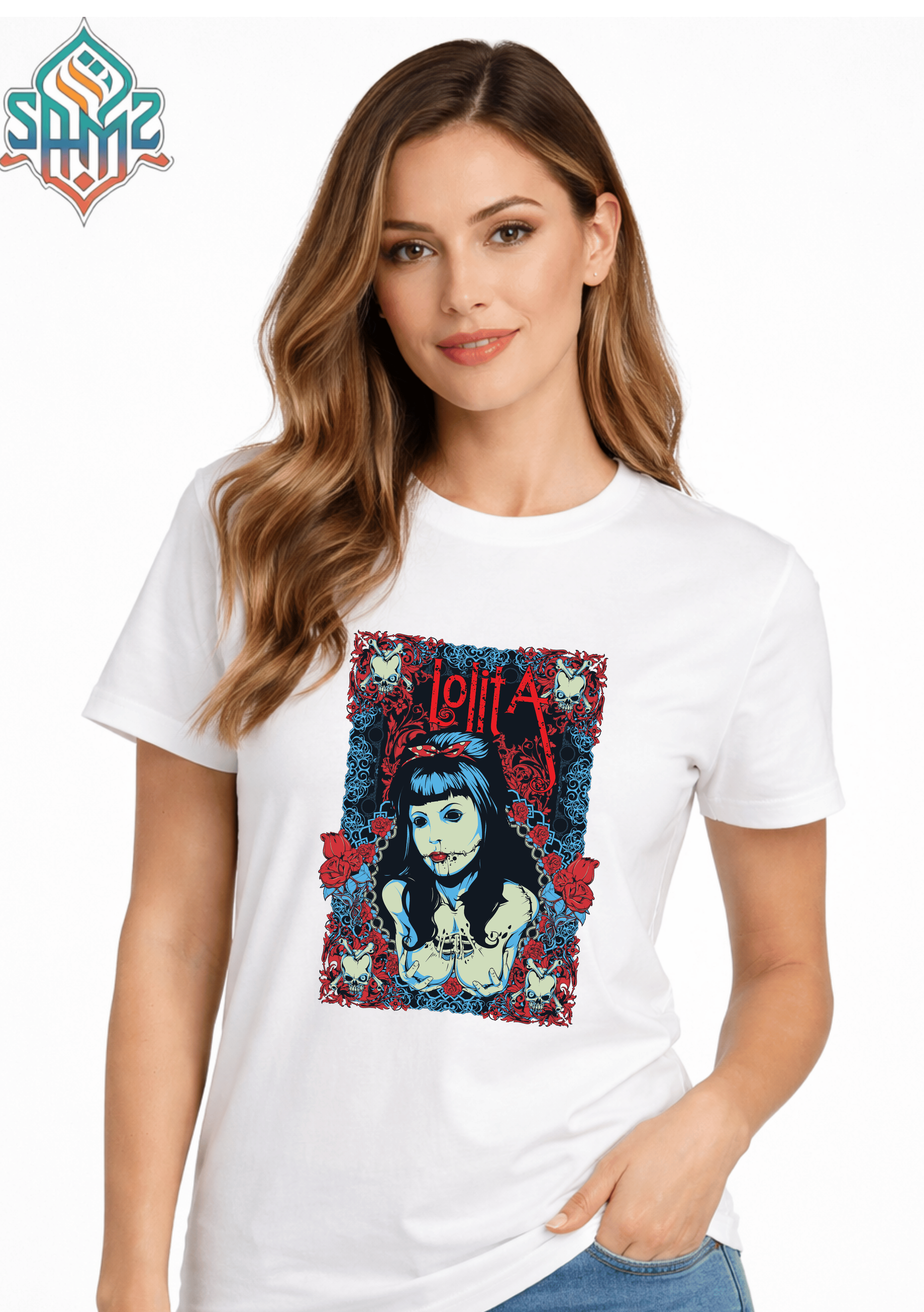 Lolita Gothic Skull Frame – Premium DTF Transfer Print for T-Shirts | Custom Heat Transfer Unisex | High Quality Shirt Printing | SAMZ 24