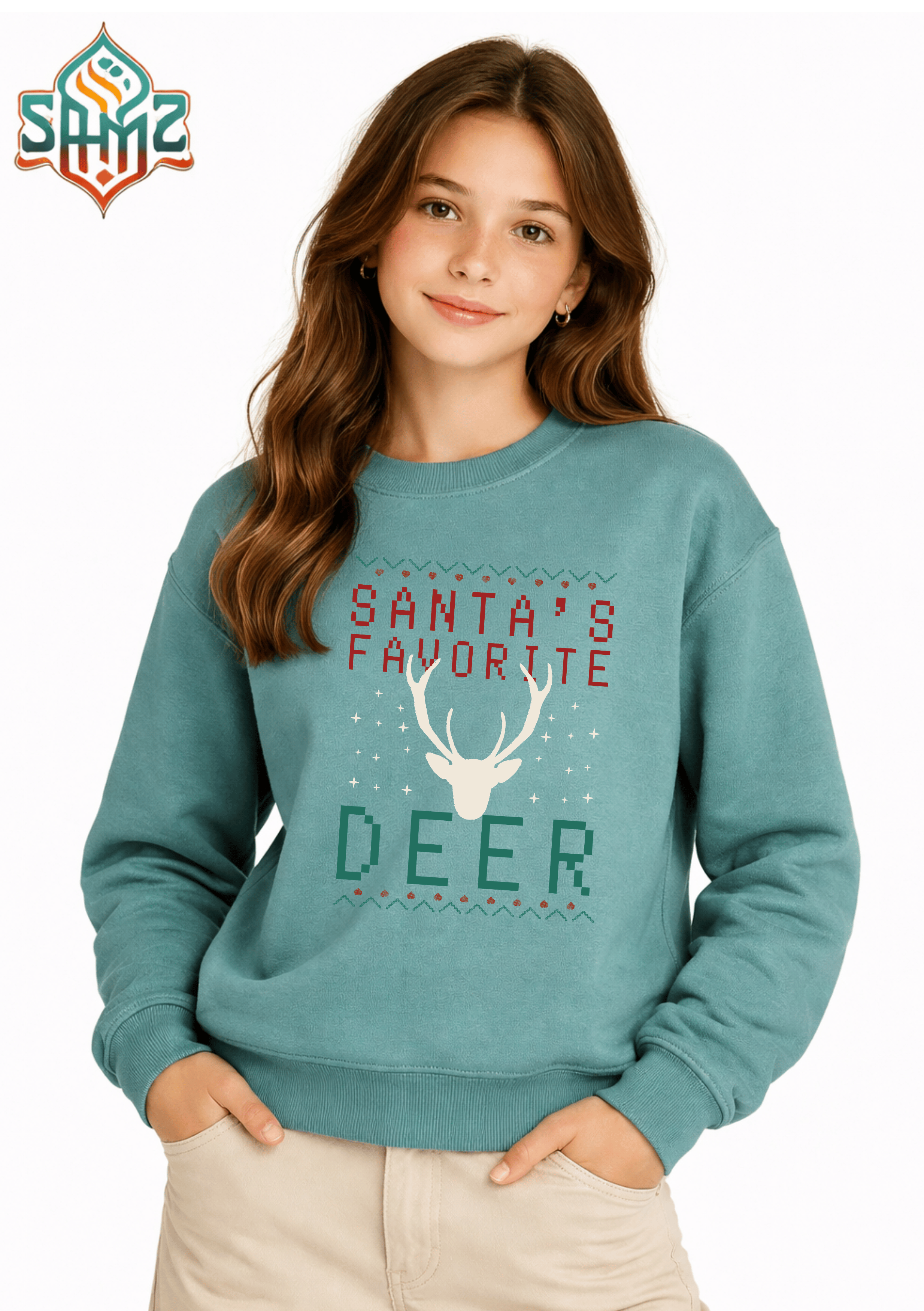 Santa’s Favorite Deer – Premium DTF Transfer Print for T-Shirts | Custom Heat Transfer Unisex | High Quality Shirt Printing | SAMZ 24