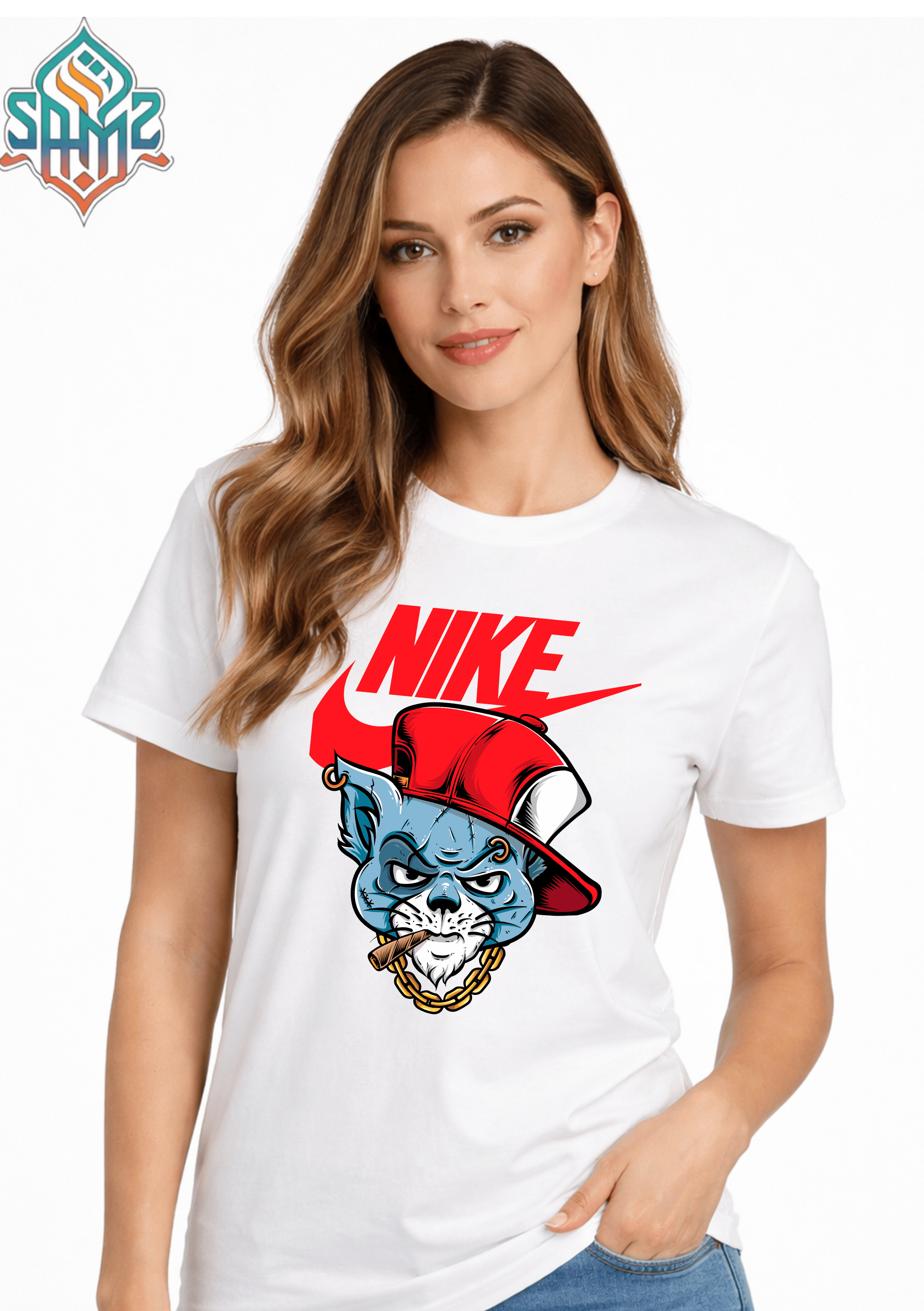 Nike Street Cat Gangster Style – Premium DTF Transfer Print for T-Shirts | Custom Heat Transfer Unisex | High Quality Shirt Printing | SAMZ 24