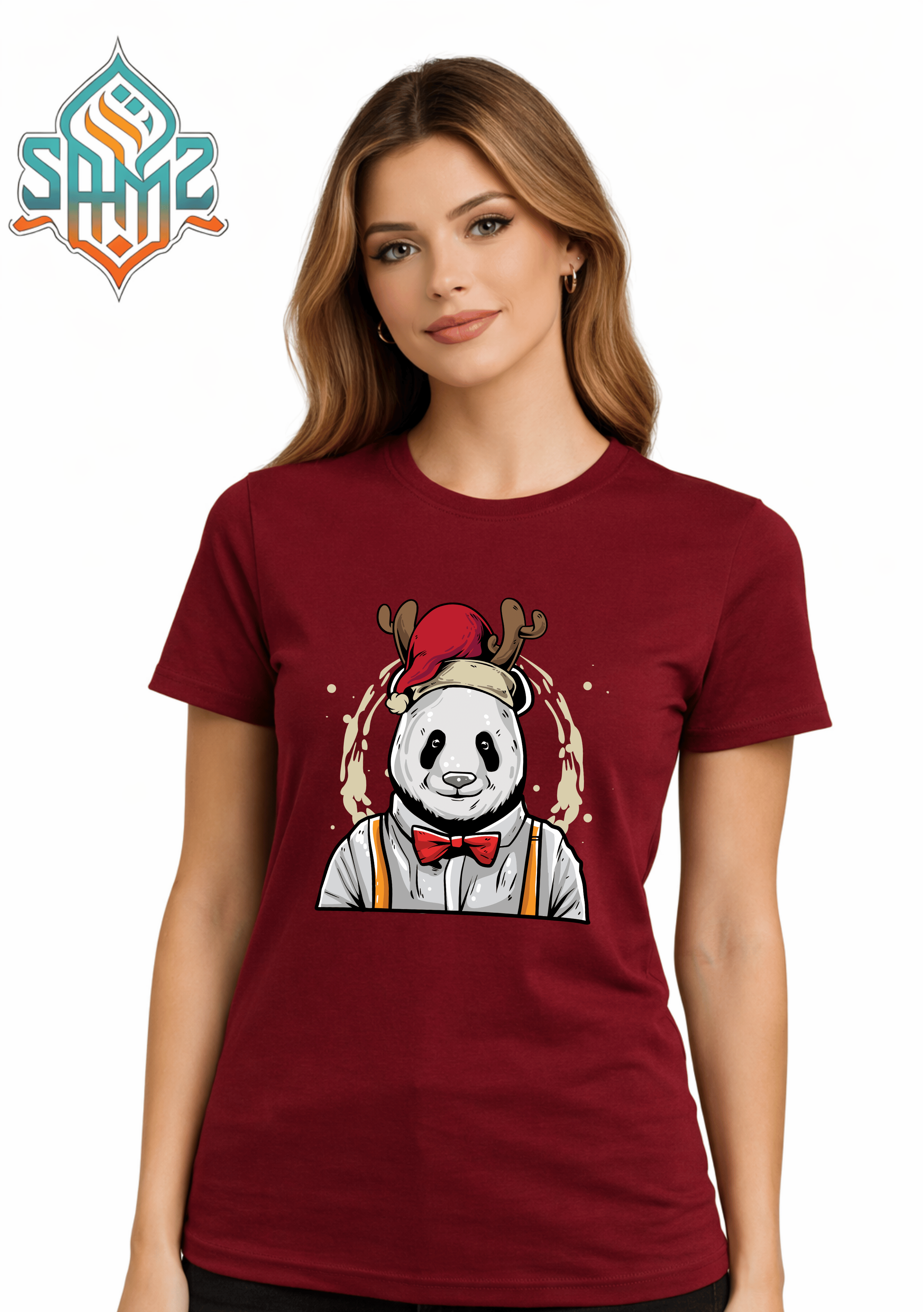 Christmas Panda – Premium DTF Transfer Print for T-Shirts | Custom Heat Transfer Unisex | High Quality Shirt Printing | SAMZ 24