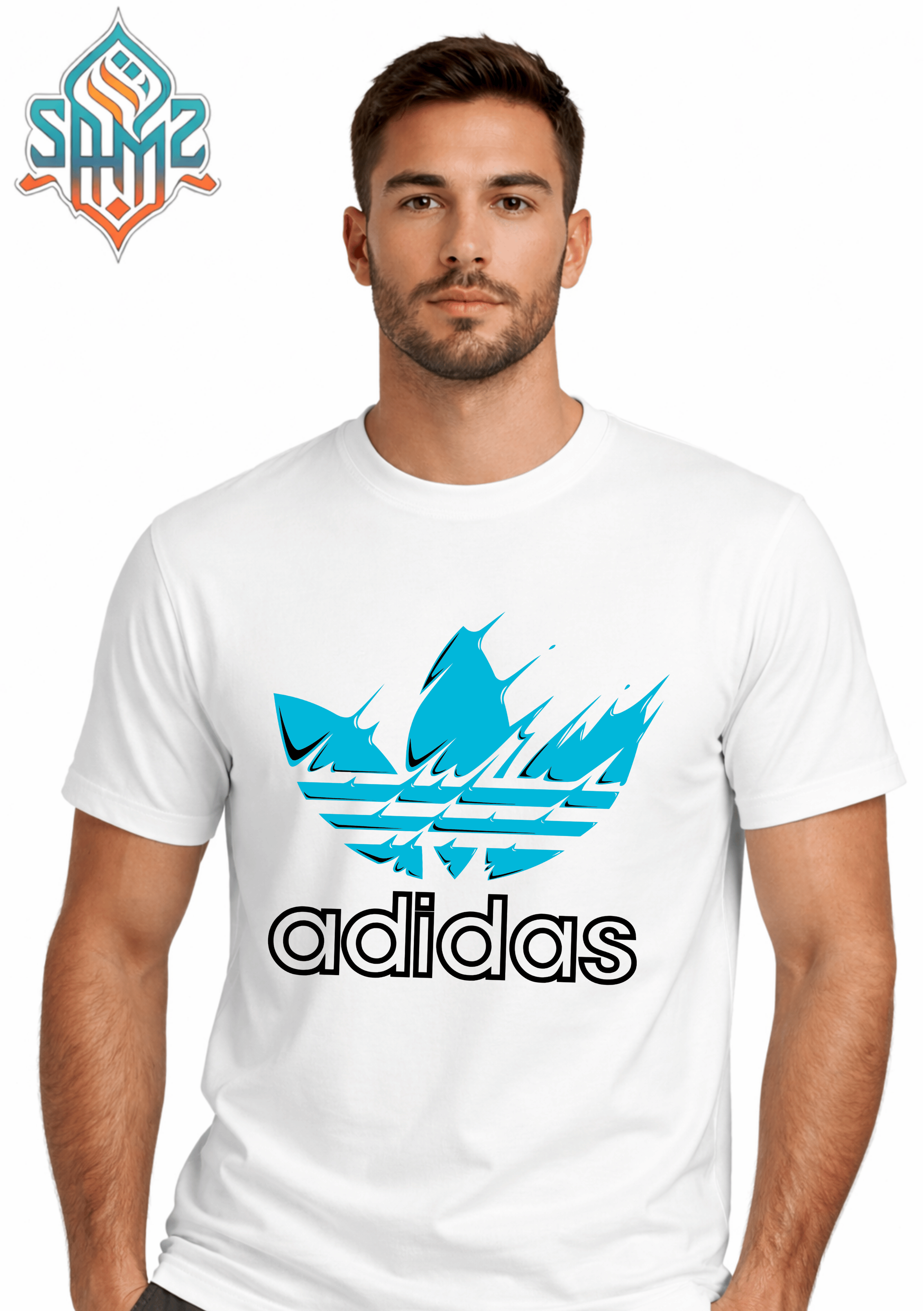 Adidas Trefoil Blue Color – Premium DTF Transfer Print for T-Shirts | Custom Heat Transfer Design Unisex | High Quality Shirt Printing | SAMZ 24