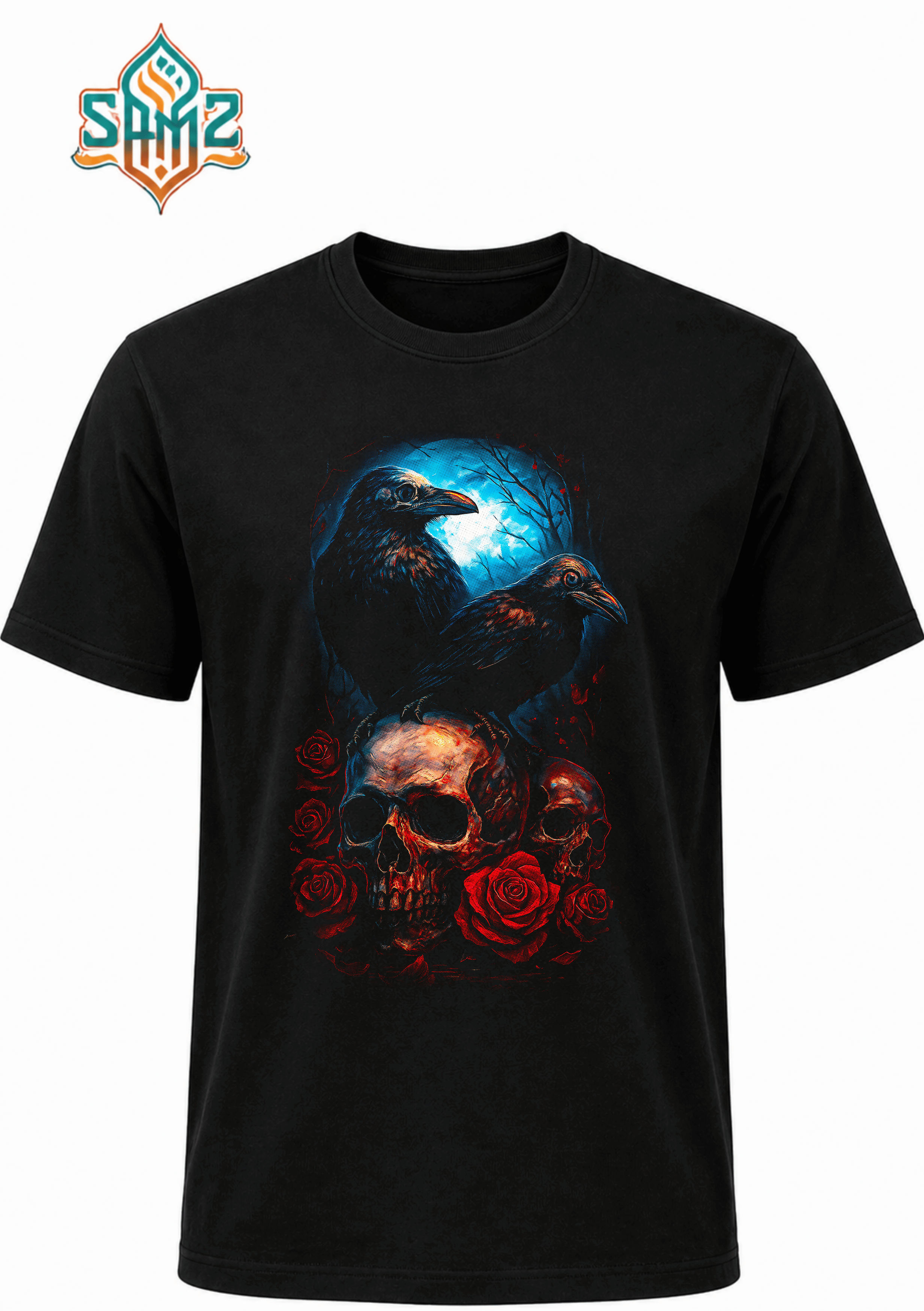 Ravens On Skull – Premium DTF Transfer Print for T-Shirts | Custom Heat Transfer Design Unisex | High Quality Shirt Printing | SAMZ 24