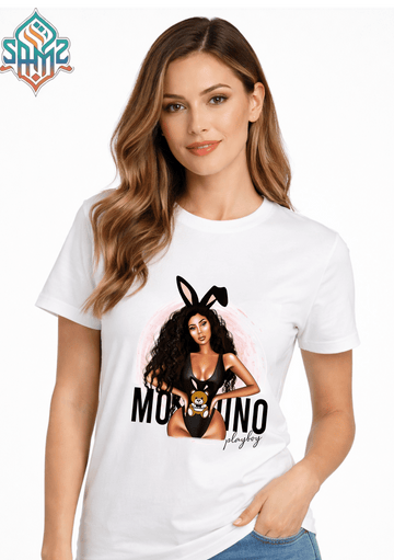 MOSCHINO PLAYBOY WOMAN – Premium DTF Transfer Print for T-Shirts | Custom Heat Transfer Design for Men Women Kids | High Quality Graphic Shirt Printing | SAMZ 24