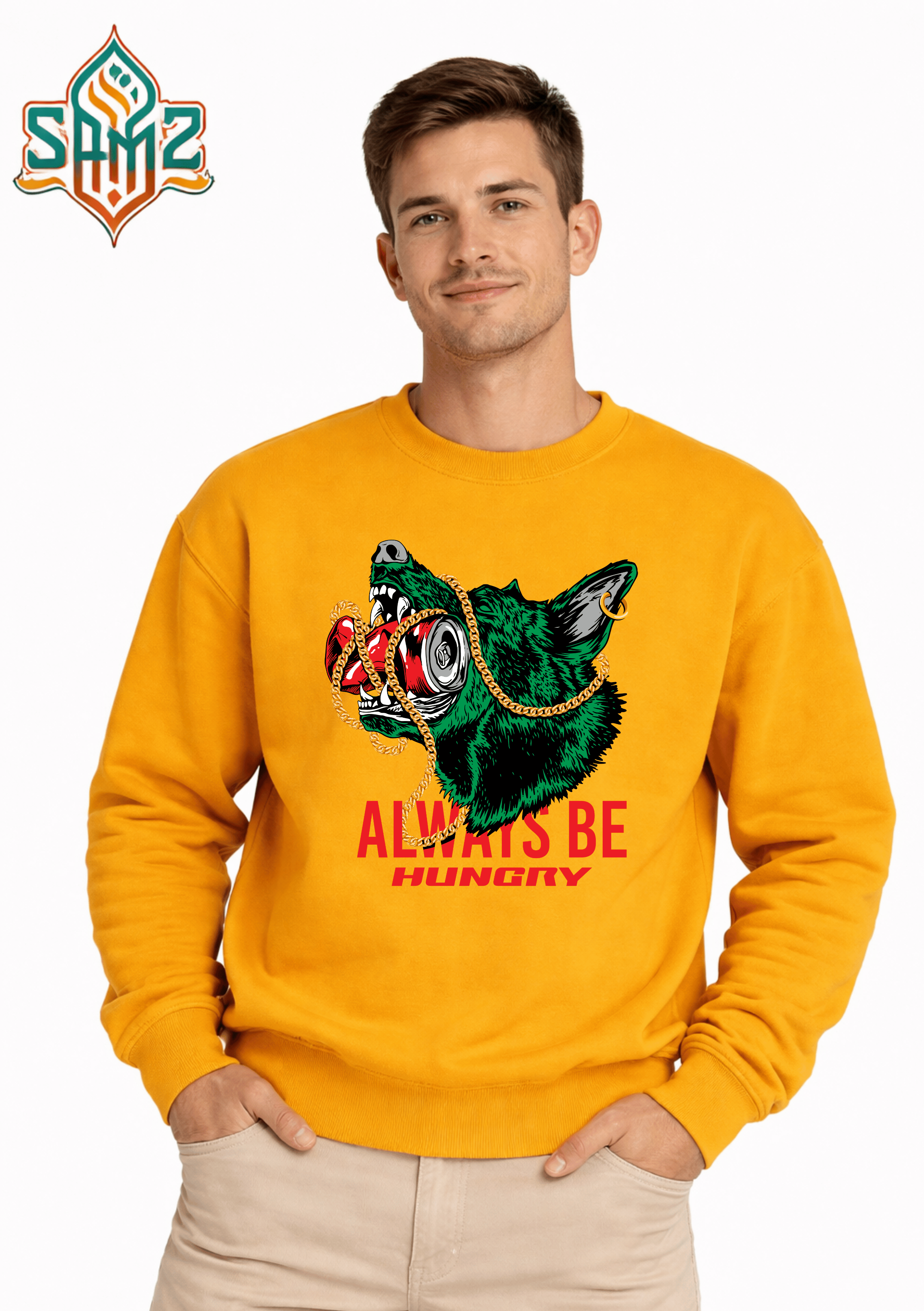 Street Wolf Hungry – Premium DTF Transfer Print for T-Shirts | Custom Heat Transfer Unisex | High Quality Shirt Printing | SAMZ 24