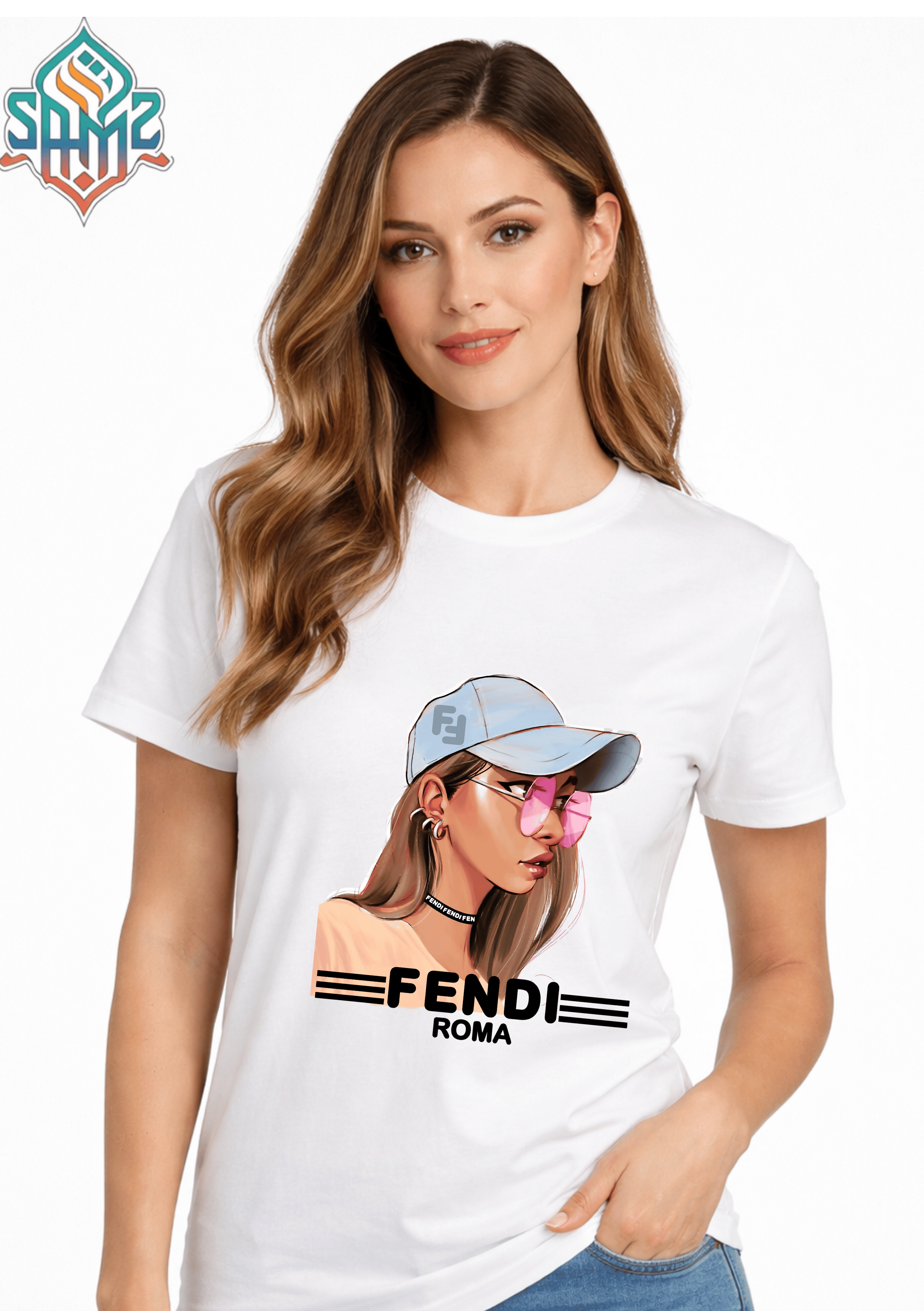 WOMAN FENDI – Premium DTF Transfer Print for T-Shirts | Custom Heat Transfer Design for Men Women Kids | High Quality Graphic Shirt Printing | SAMZ 24