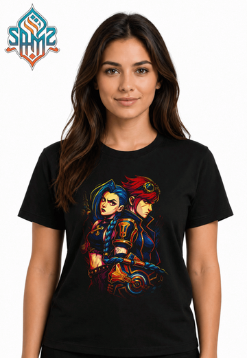Jinx and Vi – Premium DTF Transfer Print for T-Shirts | Custom Heat Transfer Design Unisex | High Quality Shirt Printing | SAMZ 24