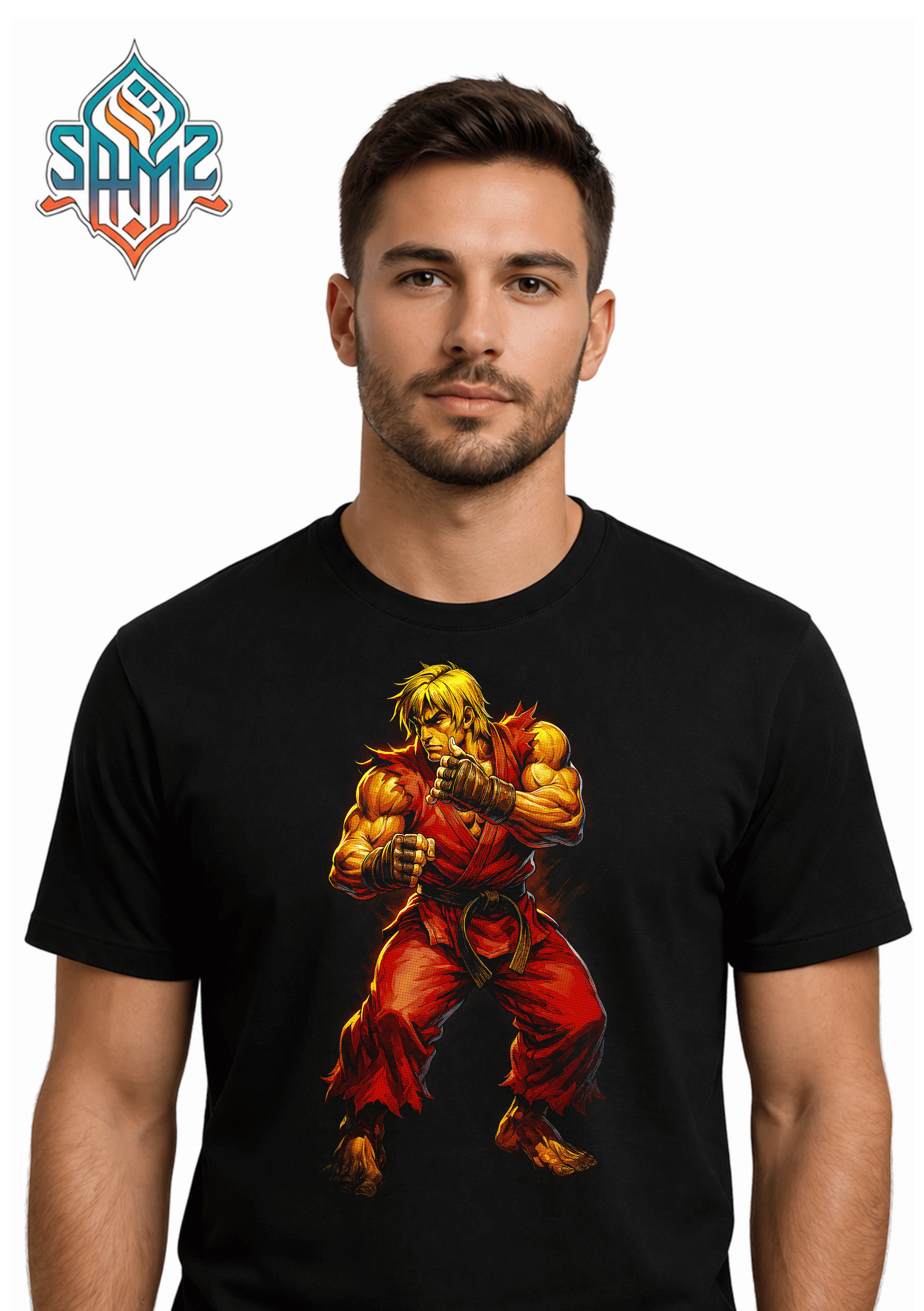 Street Fighter Ken Style Warrior – Premium DTF Transfer Print for T-Shirts | Custom Heat Transfer Design Unisex | High Quality Shirt Printing | SAMZ 24