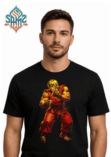 Street Fighter Ken Style Warrior – Premium DTF Transfer Print for T-Shirts | Custom Heat Transfer Design Unisex | High Quality Shirt Printing | SAMZ 24