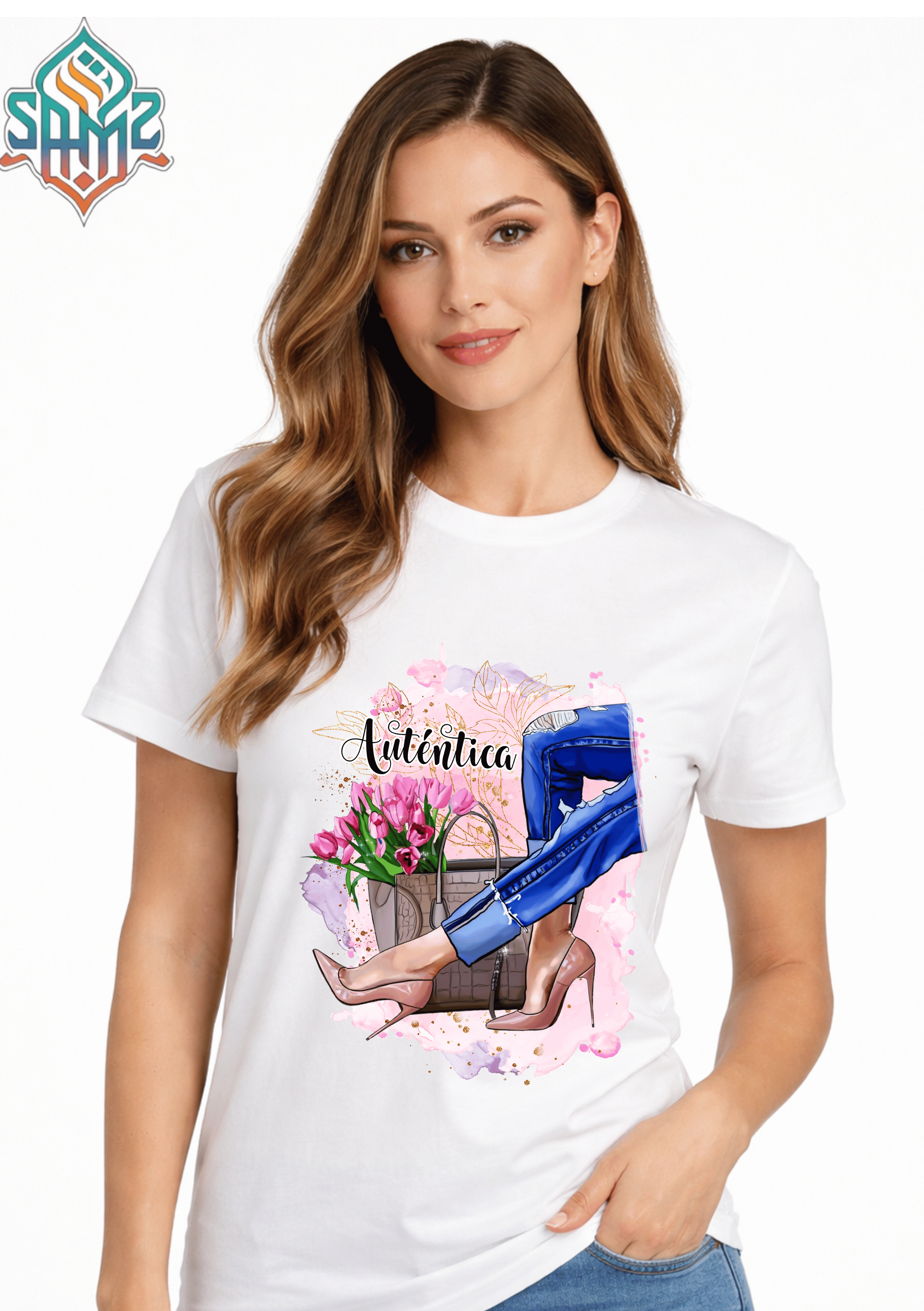 AUTENTICA TACONES BEIGE – Premium DTF Transfer Print for T-Shirts | Custom Heat Transfer Design for Men Women Kids | High Quality Graphic Shirt Printing | SAMZ 24