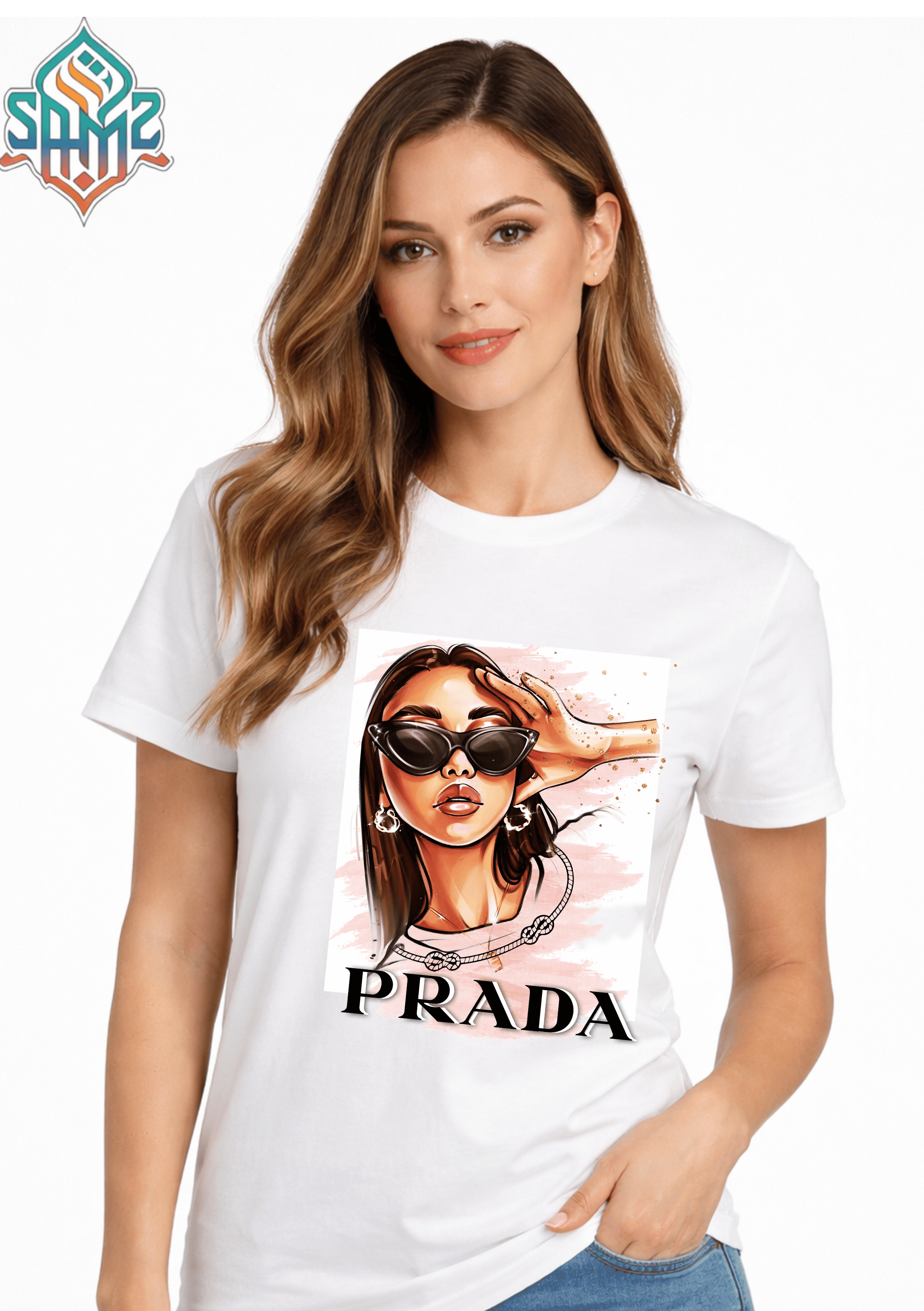 WOMAN PRADA – Premium DTF Transfer Print for T-Shirts | Custom Heat Transfer Design for Men Women Kids | High Quality Graphic Shirt Printing | SAMZ 24