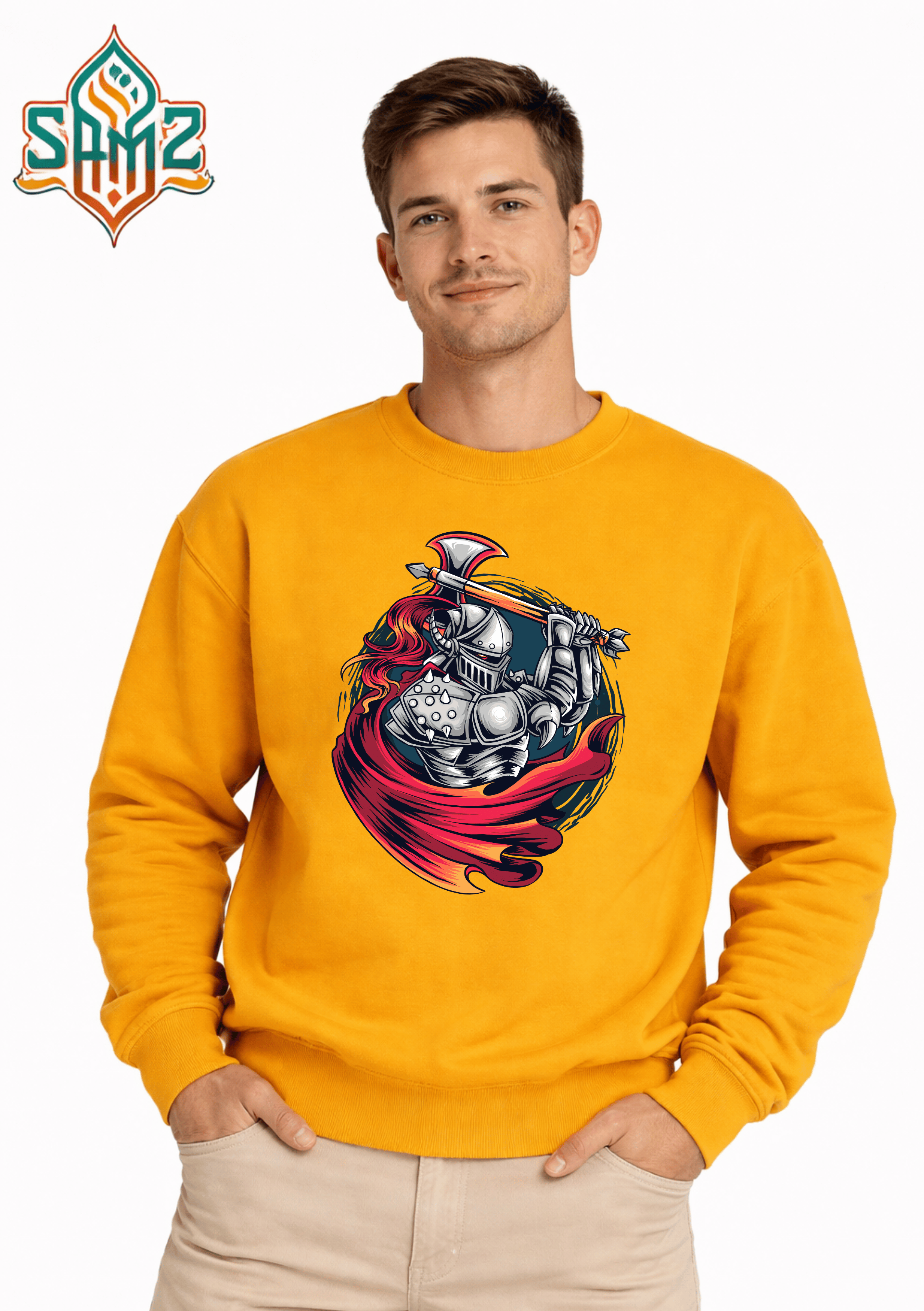 Knight Fire Axe – Premium DTF Transfer Print for T-Shirts | Custom Heat Transfer Unisex | High Quality Shirt Printing | SAMZ 24