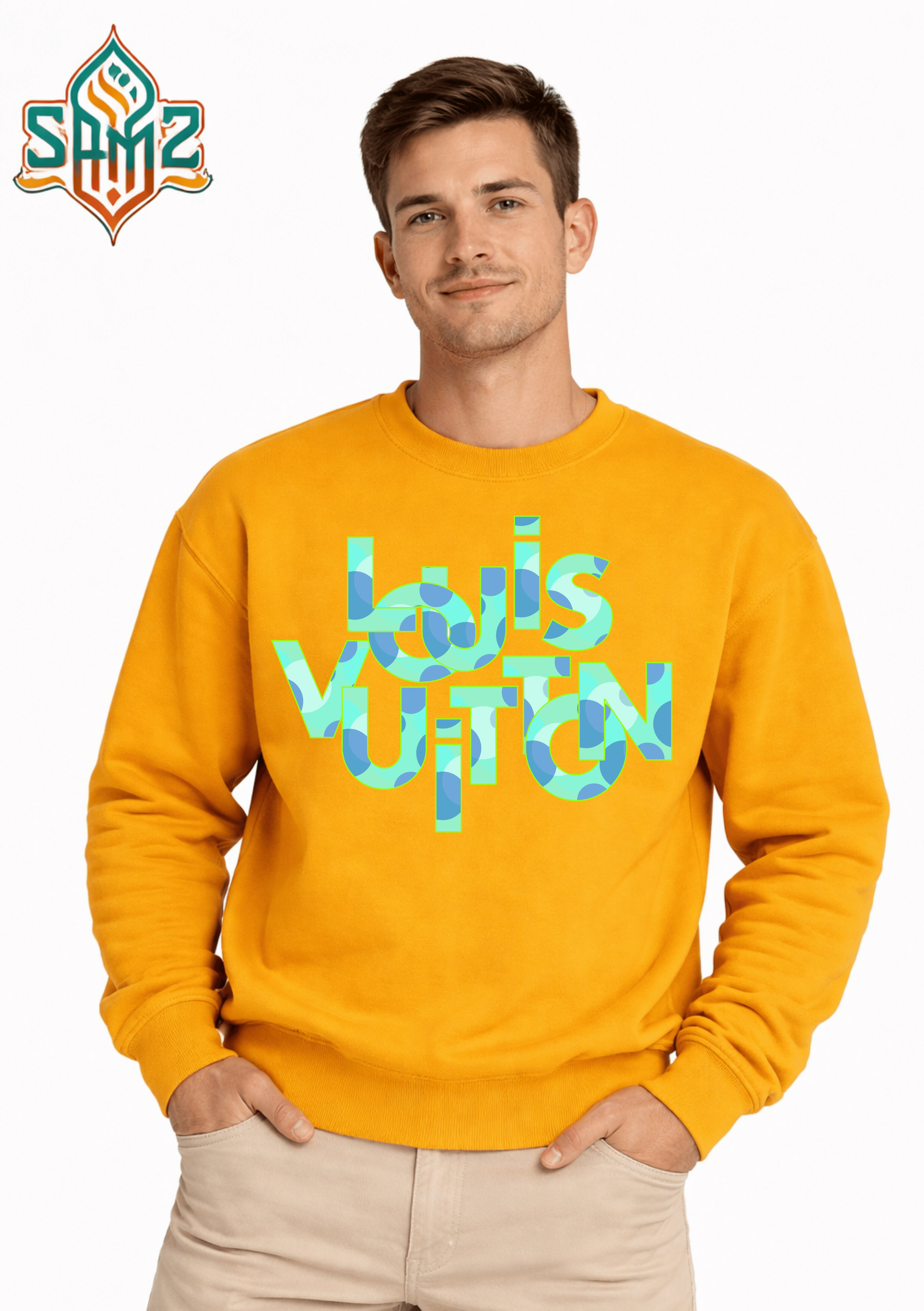 Louis Vuitton Pattern Typography – Premium DTF Transfer Print for T-Shirts | Custom Heat Transfer Unisex | High Quality Shirt Printing | SAMZ 24