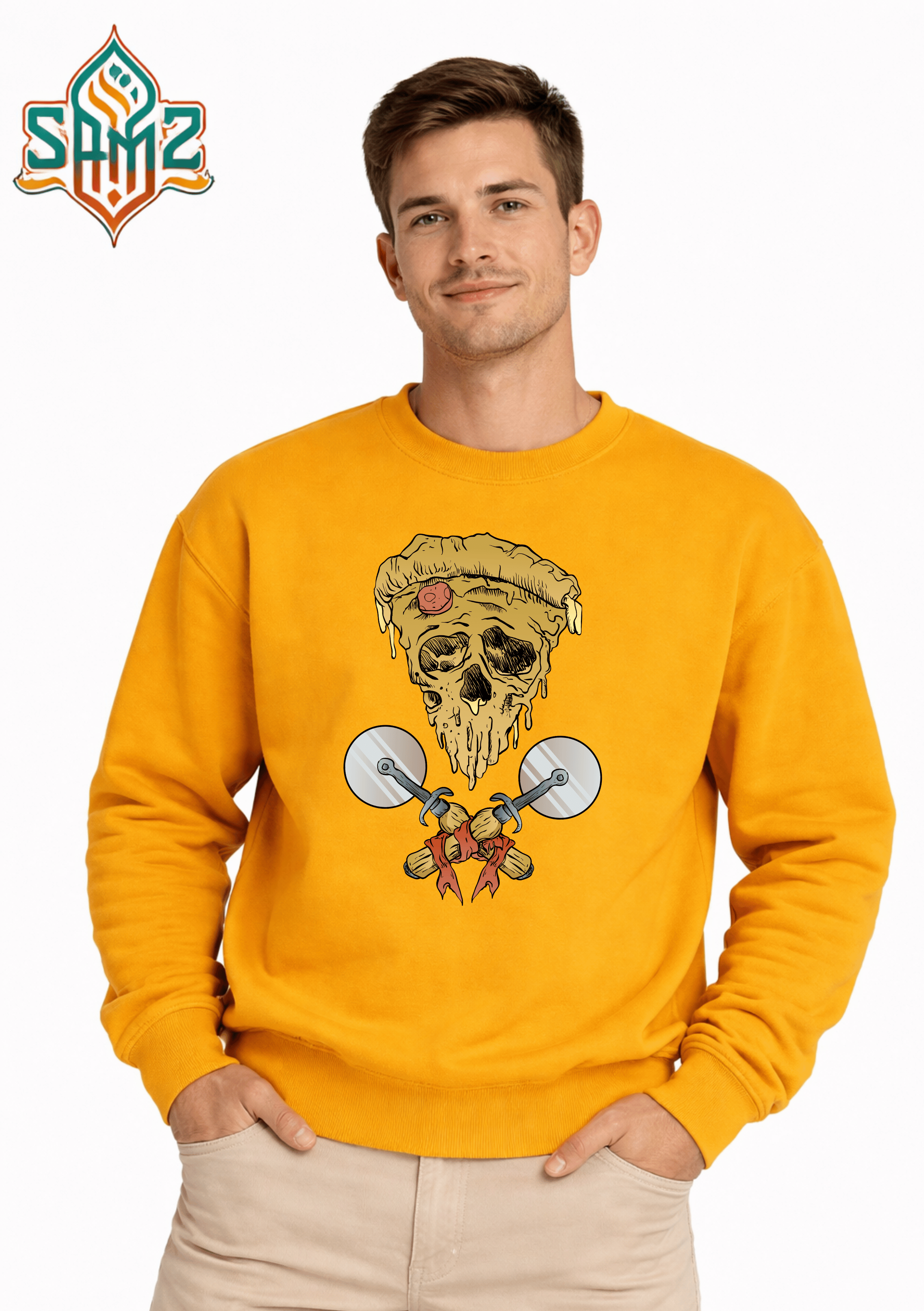 Pizza Skull Riders – Premium DTF Transfer Print for T-Shirts | Custom Heat Transfer Unisex | High Quality Shirt Printing | SAMZ 24