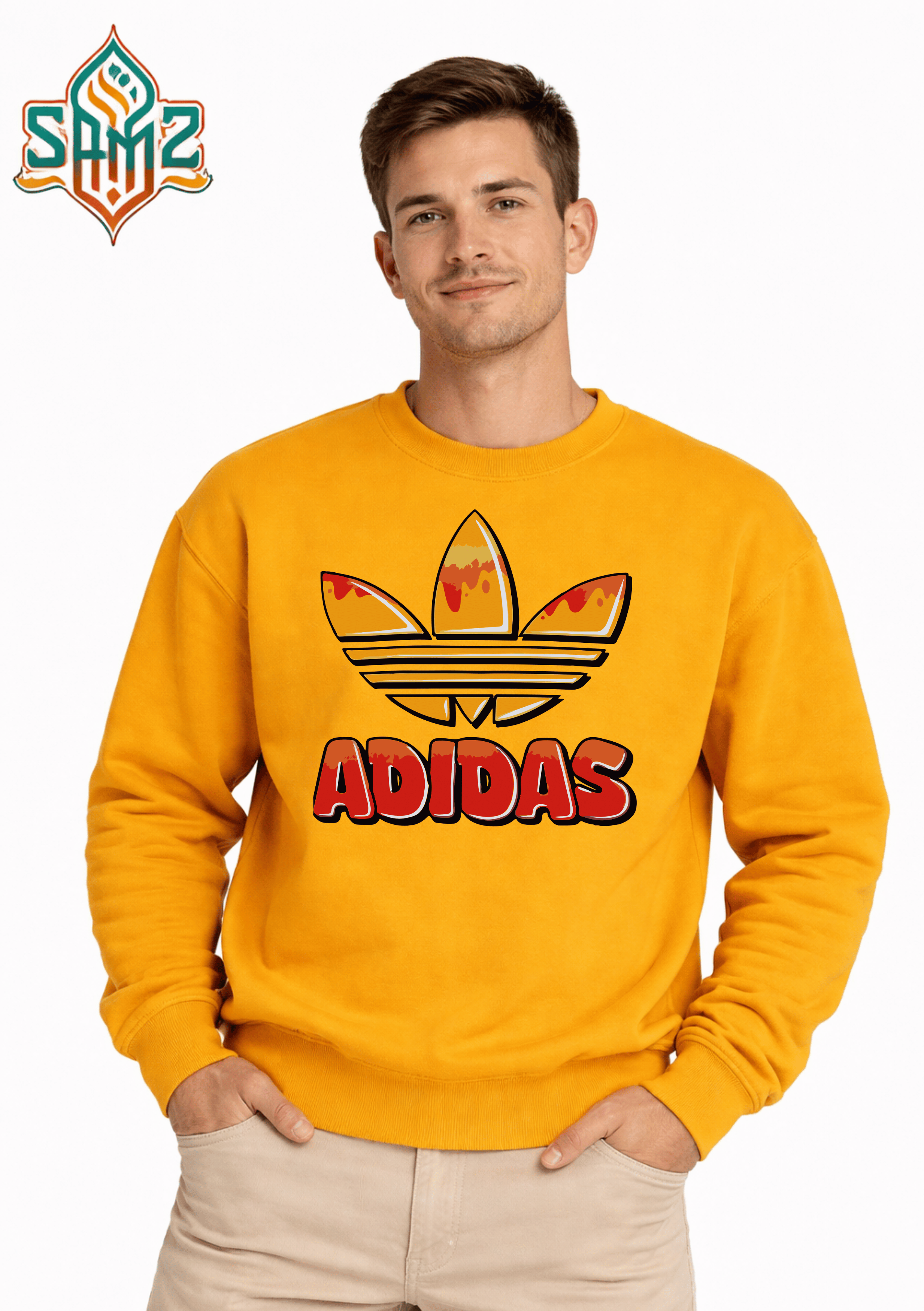 Adidas Fire Drip Logo – Premium DTF Transfer Print for T-Shirts | Custom Heat Transfer Unisex | High Quality Shirt Printing | SAMZ 24