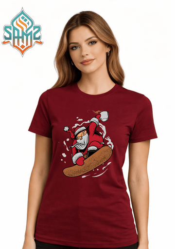 Santa Snowboard – Premium DTF Transfer Print for T-Shirts | Custom Heat Transfer Unisex | High Quality Shirt Printing | SAMZ 24