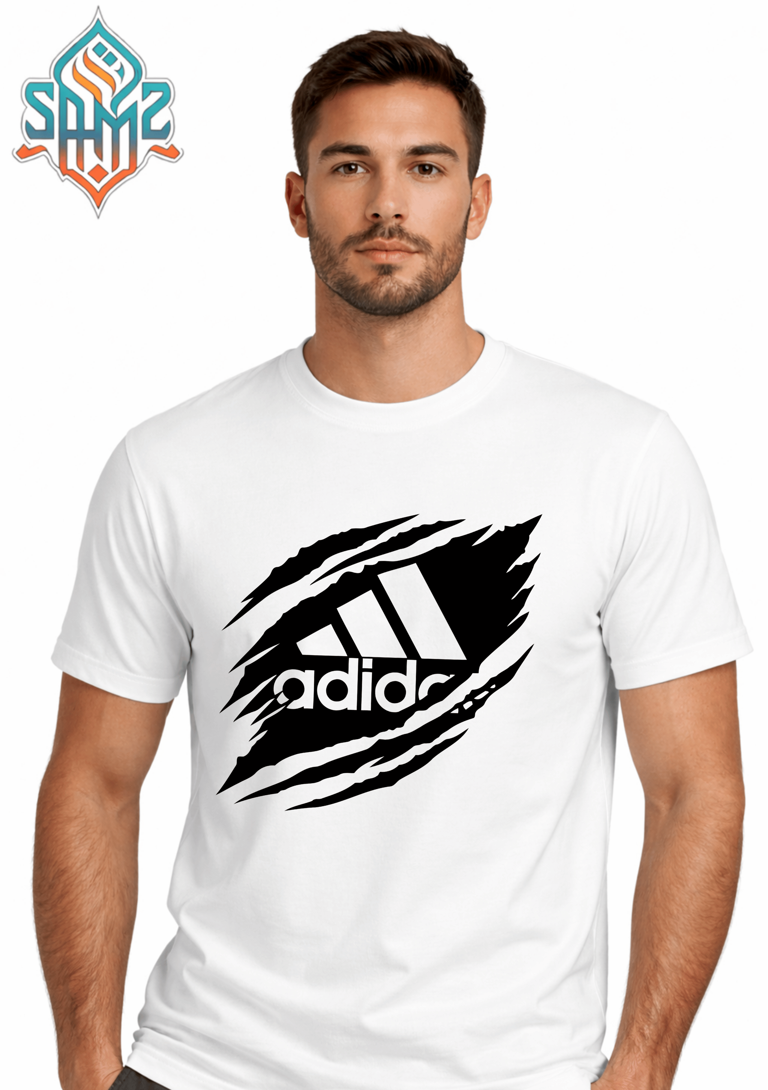 Adidas Cyan Brush – Premium DTF Transfer Print for T-Shirts | Custom Heat Transfer Design Unisex | High Quality Shirt Printing | SAMZ 24
