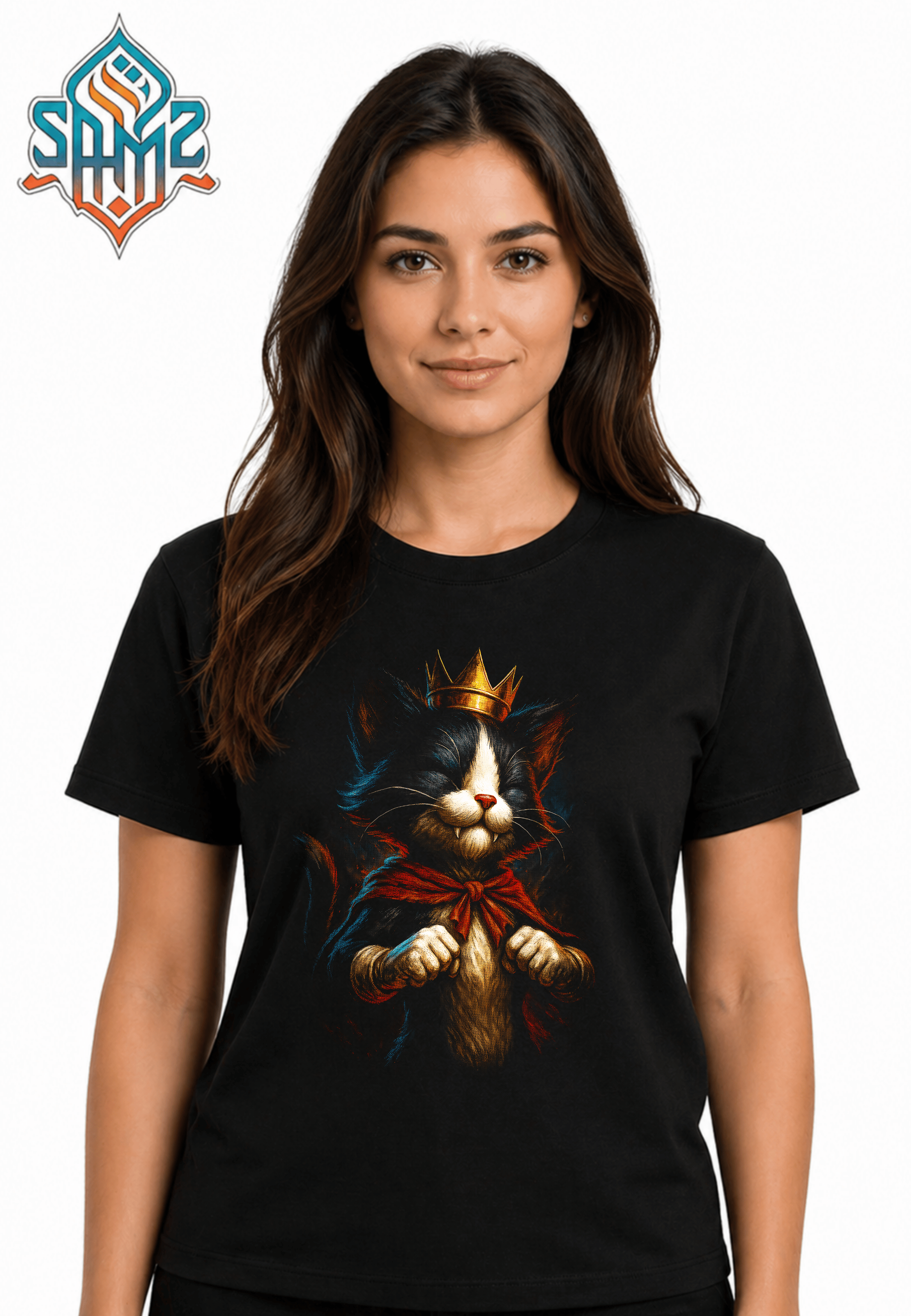 Cat With Crown – Premium DTF Transfer Print for T-Shirts | Custom Heat Transfer Design Unisex | High Quality Shirt Printing | SAMZ 24