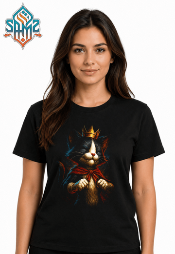 Cat With Crown – Premium DTF Transfer Print for T-Shirts | Custom Heat Transfer Design Unisex | High Quality Shirt Printing | SAMZ 24