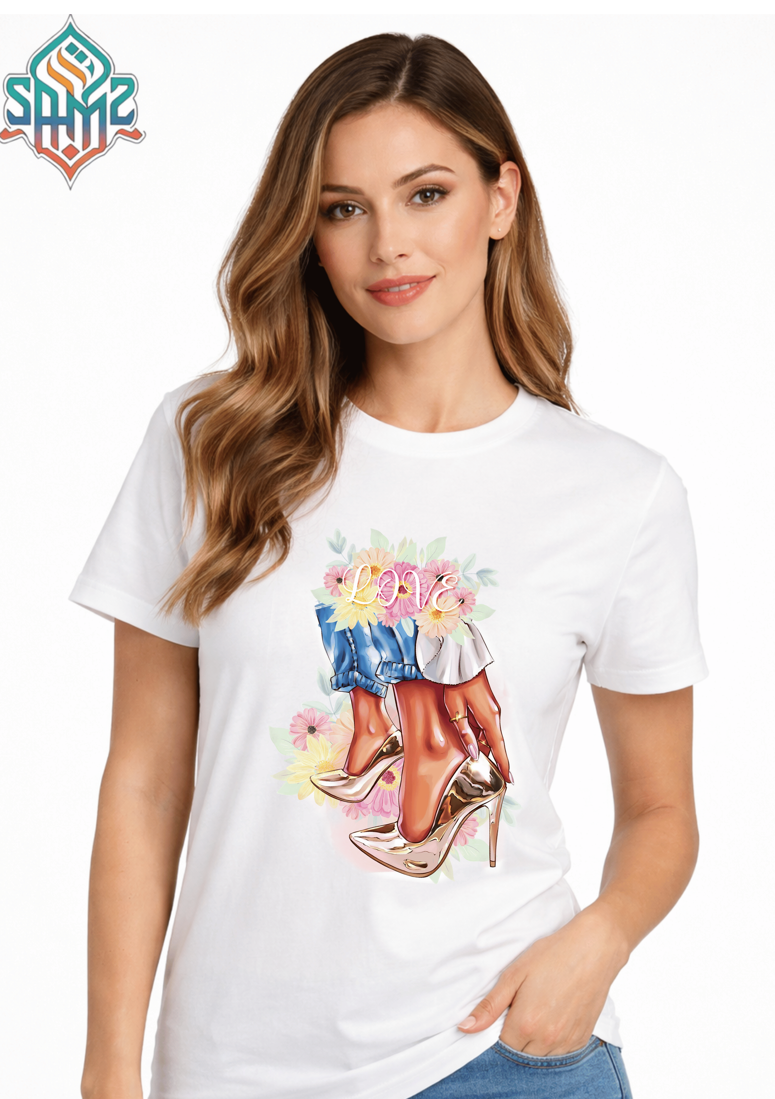 LOVE FLORES – Premium DTF Transfer Print for T-Shirts | Custom Heat Transfer Design for Men Women Kids | High Quality Graphic Shirt Printing | SAMZ 24