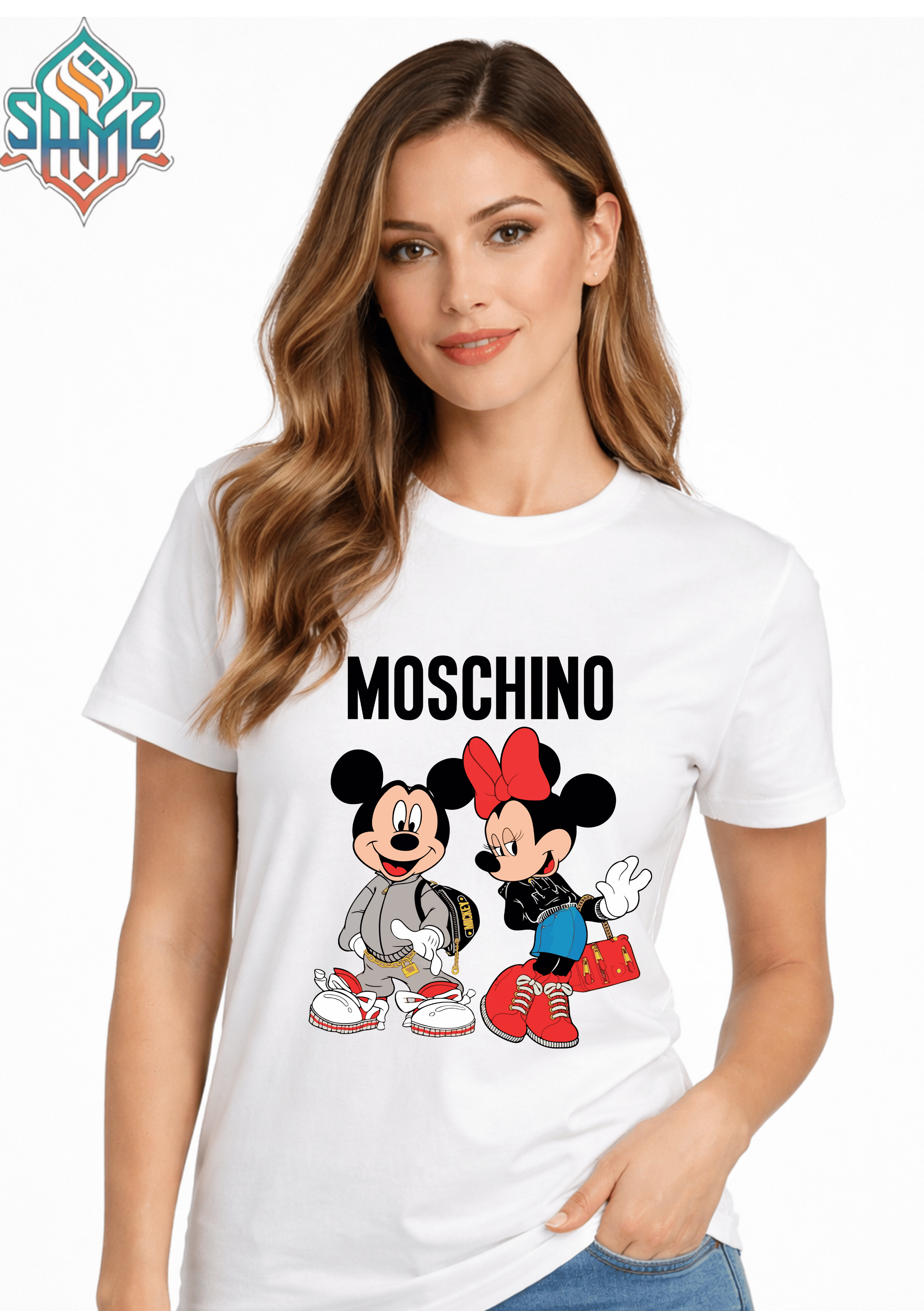 Moschino Mickey Mouse – Premium DTF Transfer Print for T-Shirts | Custom Heat Transfer Design for Men Women Kids | High Quality Graphic Shirt Printing | SAMZ 24