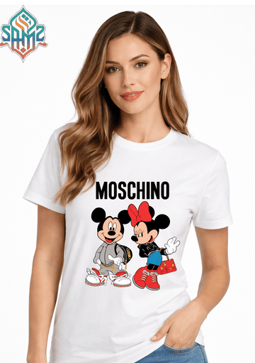 Moschino Mickey Mouse – Premium DTF Transfer Print for T-Shirts | Custom Heat Transfer Design for Men Women Kids | High Quality Graphic Shirt Printing | SAMZ 24