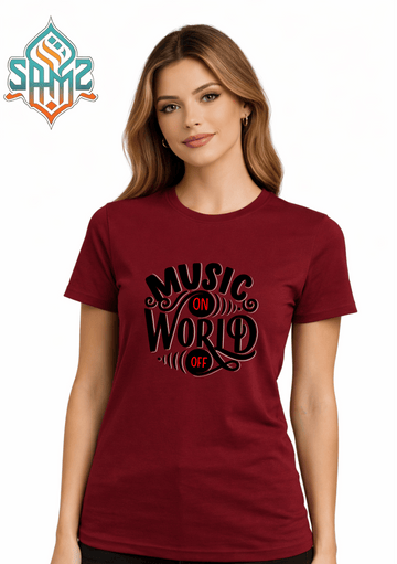 Music On World Off – Premium DTF Transfer Print for T-Shirts | Custom Heat Transfer Unisex | High Quality Shirt Printing | SAMZ 24