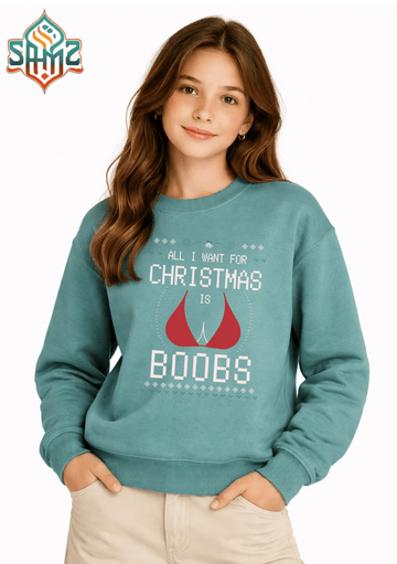 All I Want For Christmas Is Boobs – Premium DTF Transfer Print for T-Shirts | Custom Heat Transfer Unisex | High Quality Shirt Printing | SAMZ 24