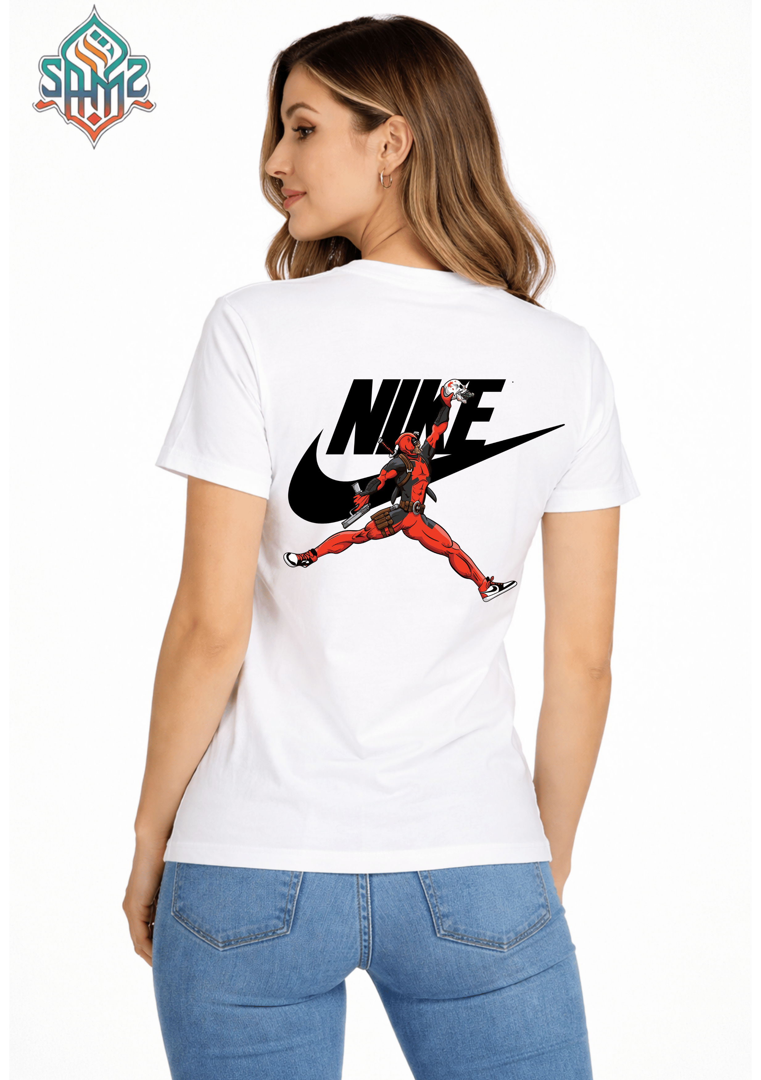 Deadpool Nike – Premium DTF Transfer Print for T-Shirts | Custom Heat Transfer Design for Men Women Kids | High Quality Graphic Shirt Printing | SAMZ 24