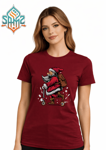 Santa Scooter – Premium DTF Transfer Print for T-Shirts | Custom Heat Transfer Unisex | High Quality Shirt Printing | SAMZ 24