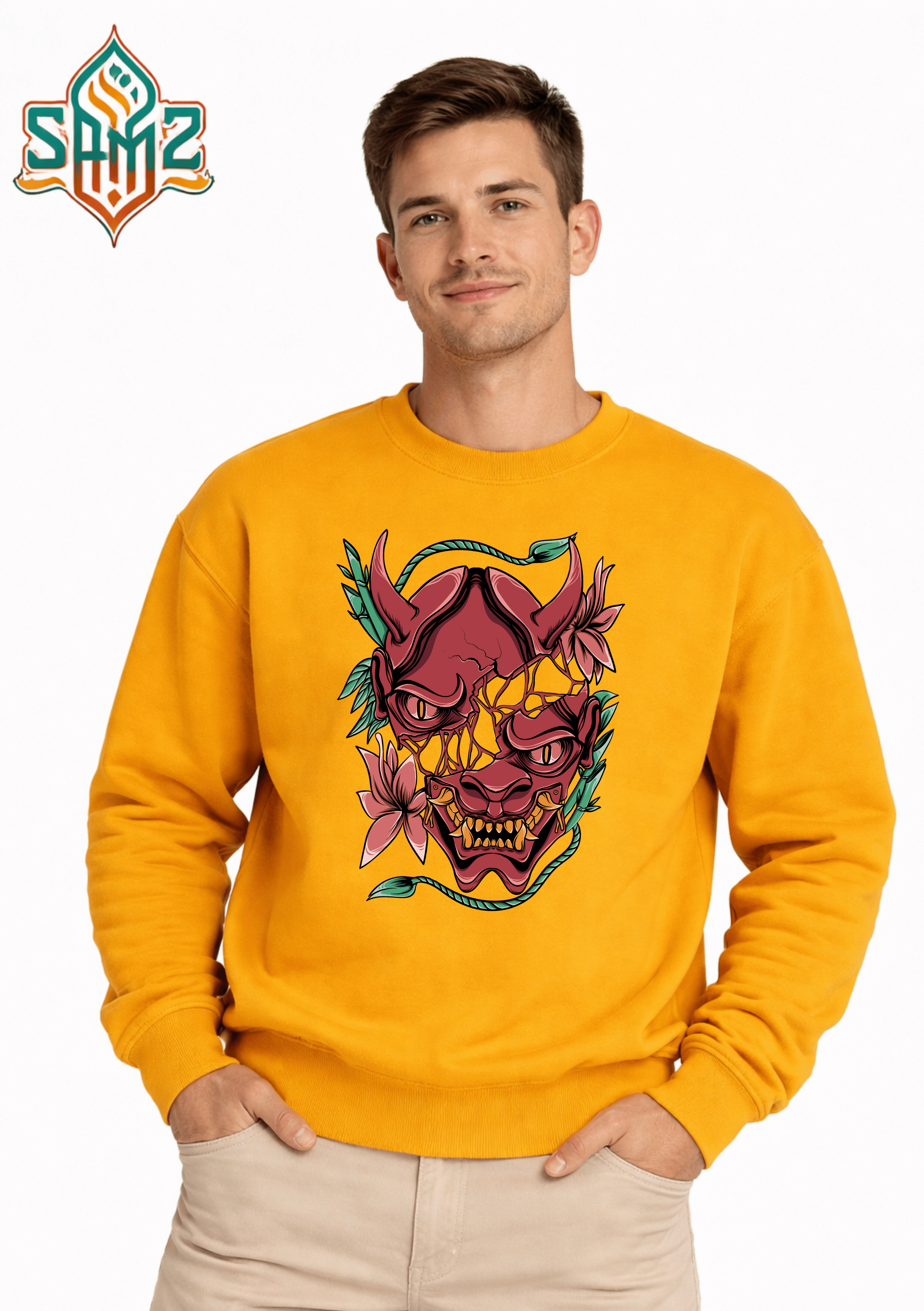 Demon Mask Oni Rage – Premium DTF Transfer Print for T-Shirts | Custom Heat Transfer Unisex | High Quality Shirt Printing | SAMZ 24