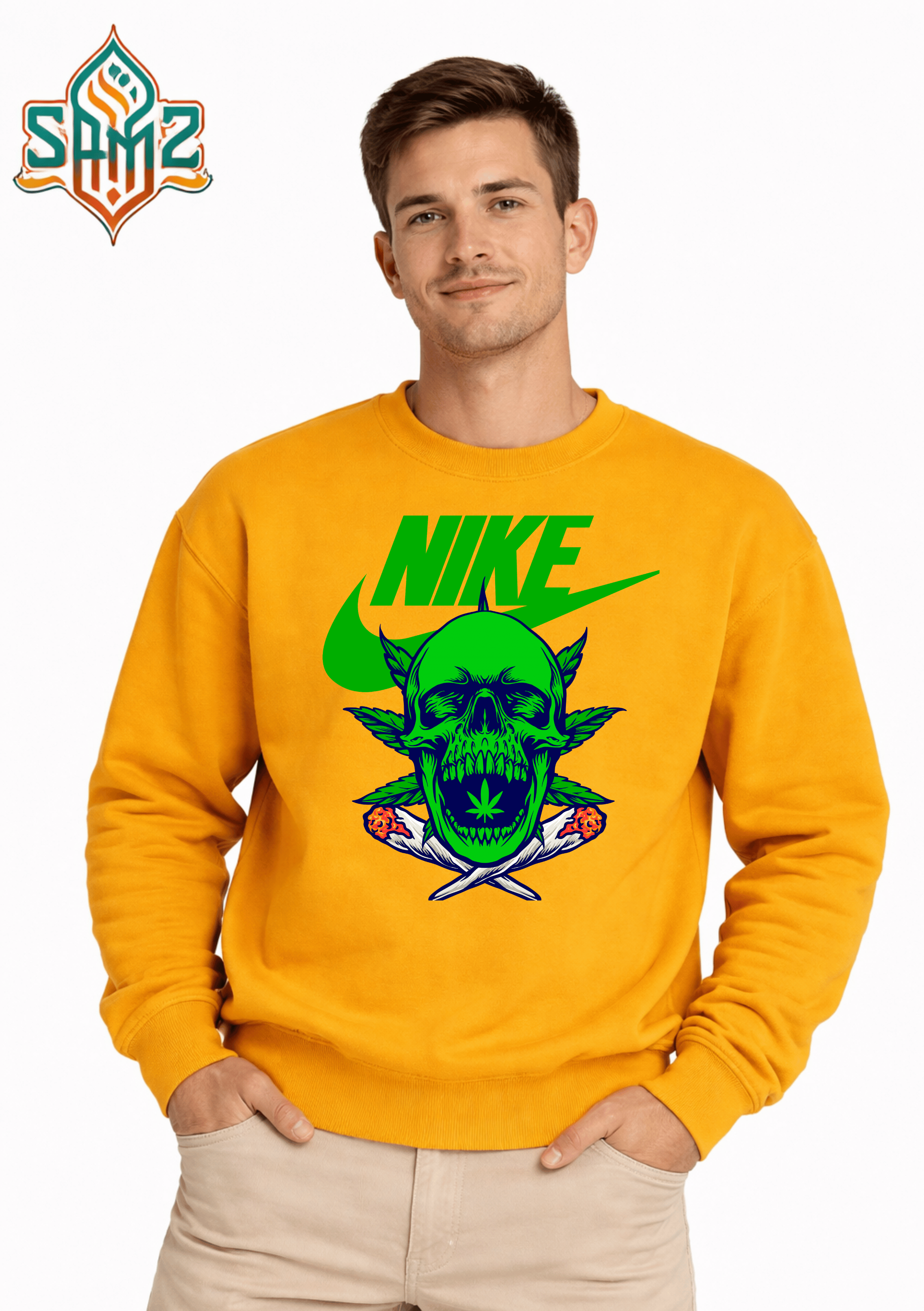 Nike Skull Cannabis Graphic – Premium DTF Transfer Print for T-Shirts | Custom Heat Transfer Unisex | High Quality Shirt Printing | SAMZ 24