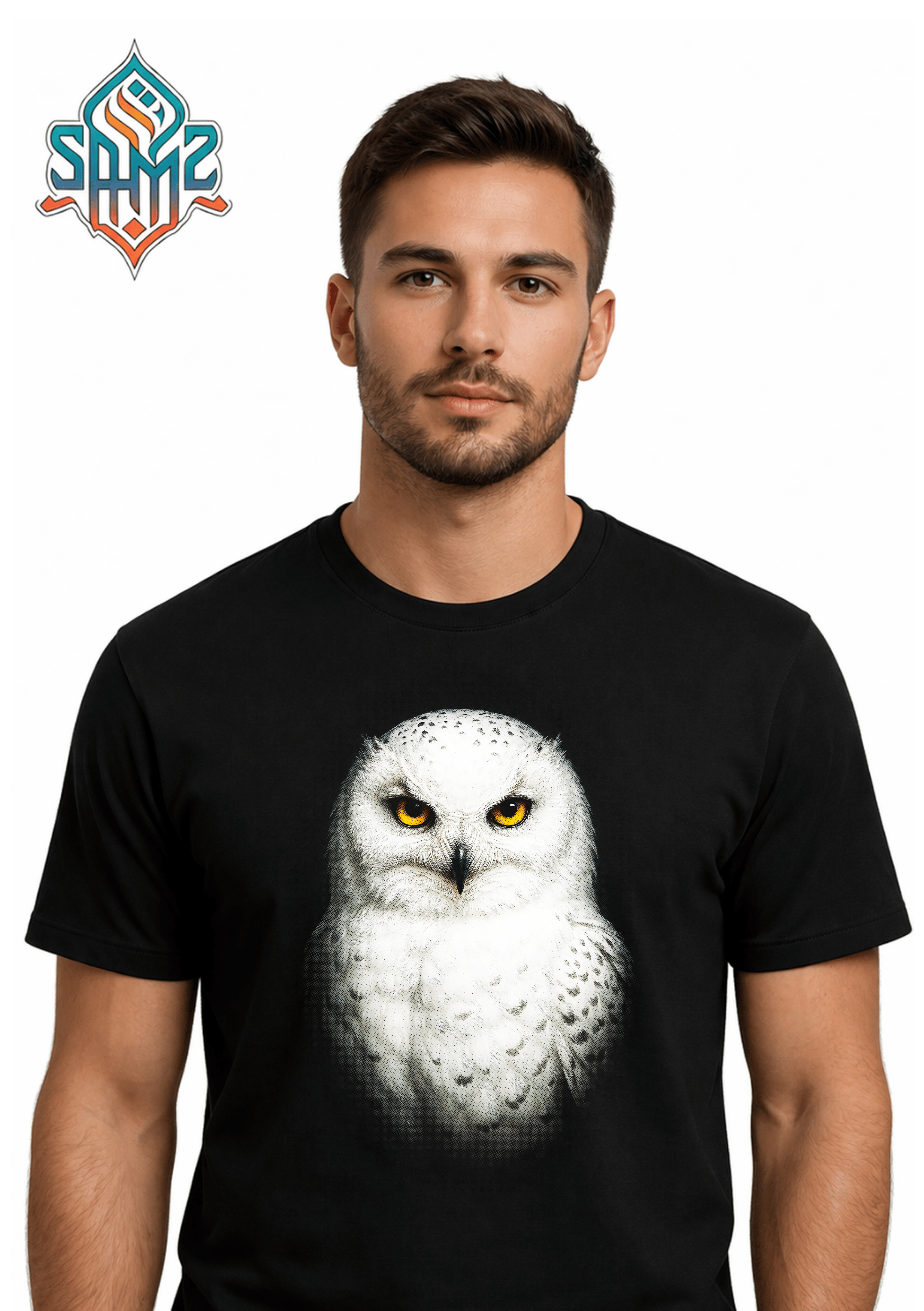 Snowy Owl Portrait – Premium DTF Transfer Print for T-Shirts | Custom Heat Transfer Design Unisex | High Quality Shirt Printing | SAMZ 24