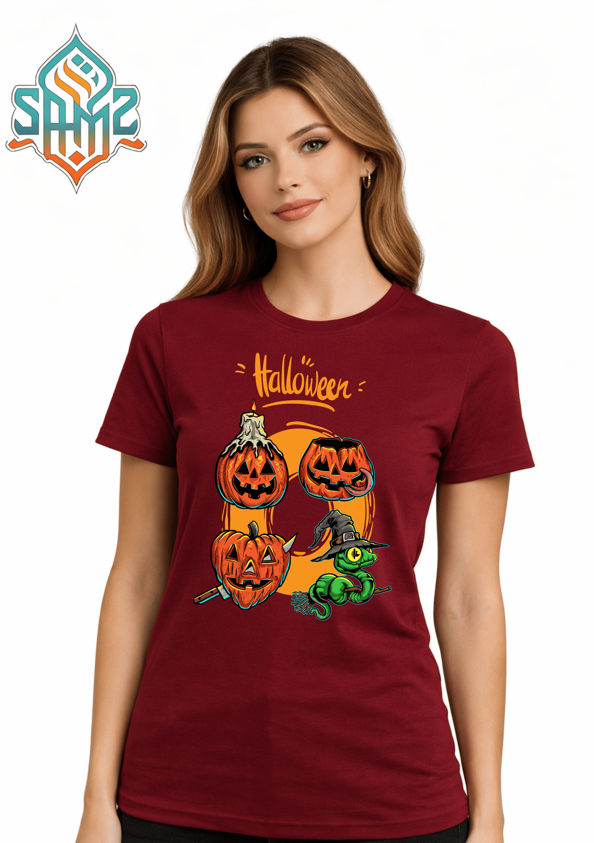 Halloween Pumpkins Witch – Premium DTF Transfer Print for T-Shirts | Custom Heat Transfer Unisex | High Quality Shirt Printing | SAMZ 24