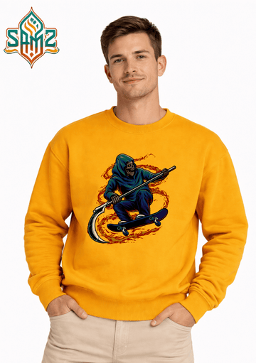 Skate Reaper Fire Ride – Premium DTF Transfer Print for T-Shirts | Custom Heat Transfer Unisex | High Quality Shirt Printing | SAMZ 24