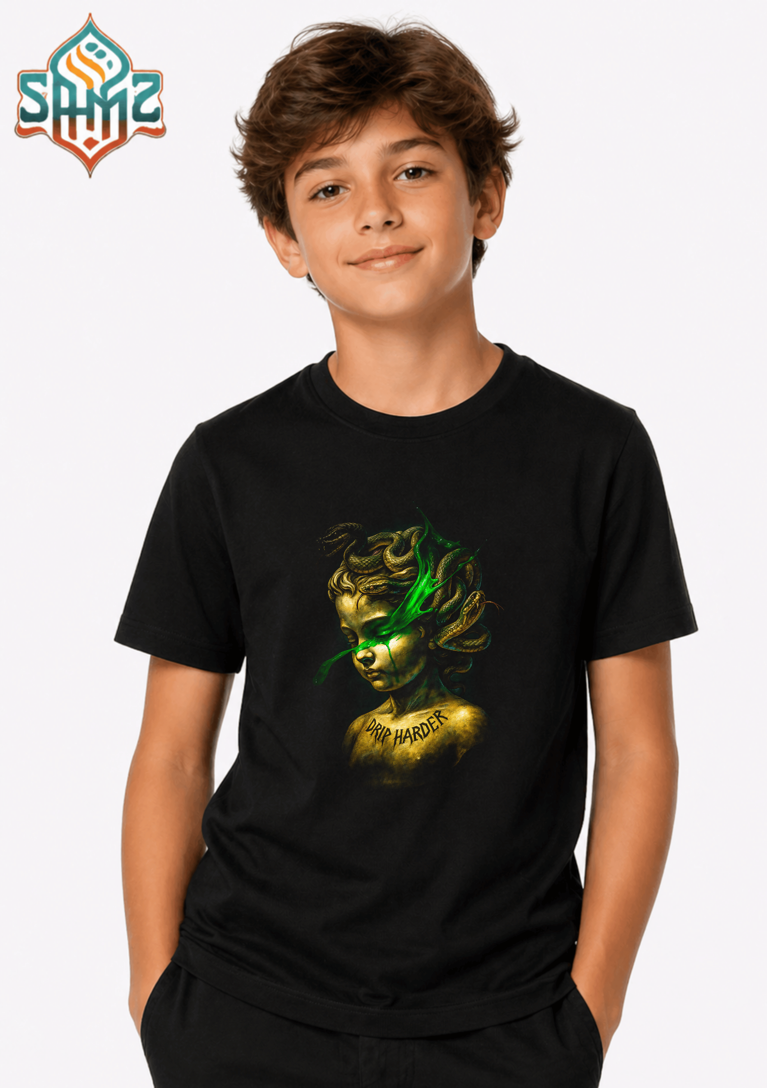 Drip Harder Medusa - Premium DTF Transfer Print for T-Shirts | Custom Heat Transfer Design Unisex | High Quality Shirt Printing | SAMZ 24